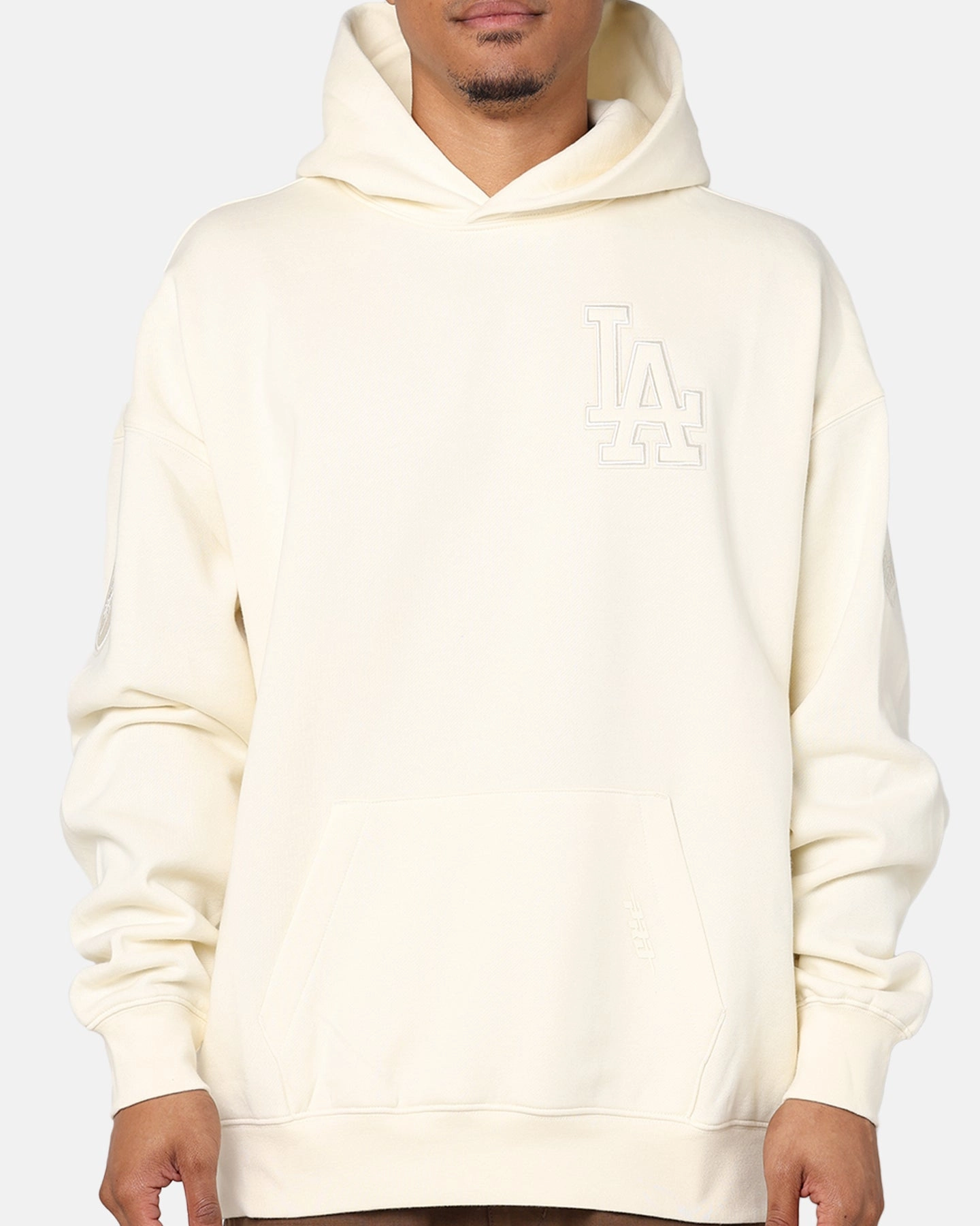 single layer Free Motion Design Pro Standard Los Angeles Dodgers Drop Shoulder Hoodie Eggshell
