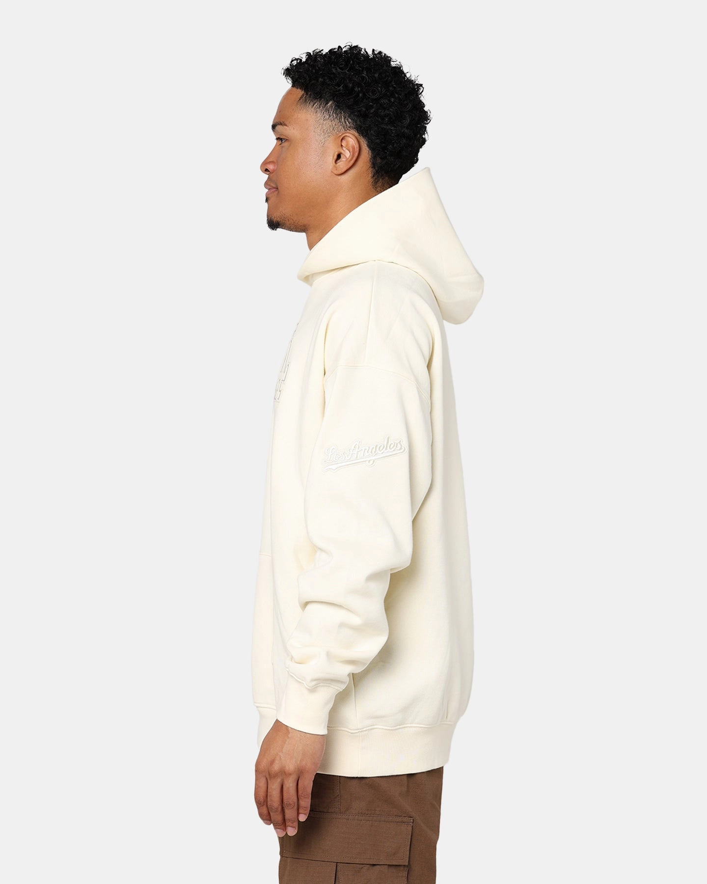 Pro Standard Los Angeles Dodgers Drop Shoulder Hoodie Eggshell Trail Use Collared