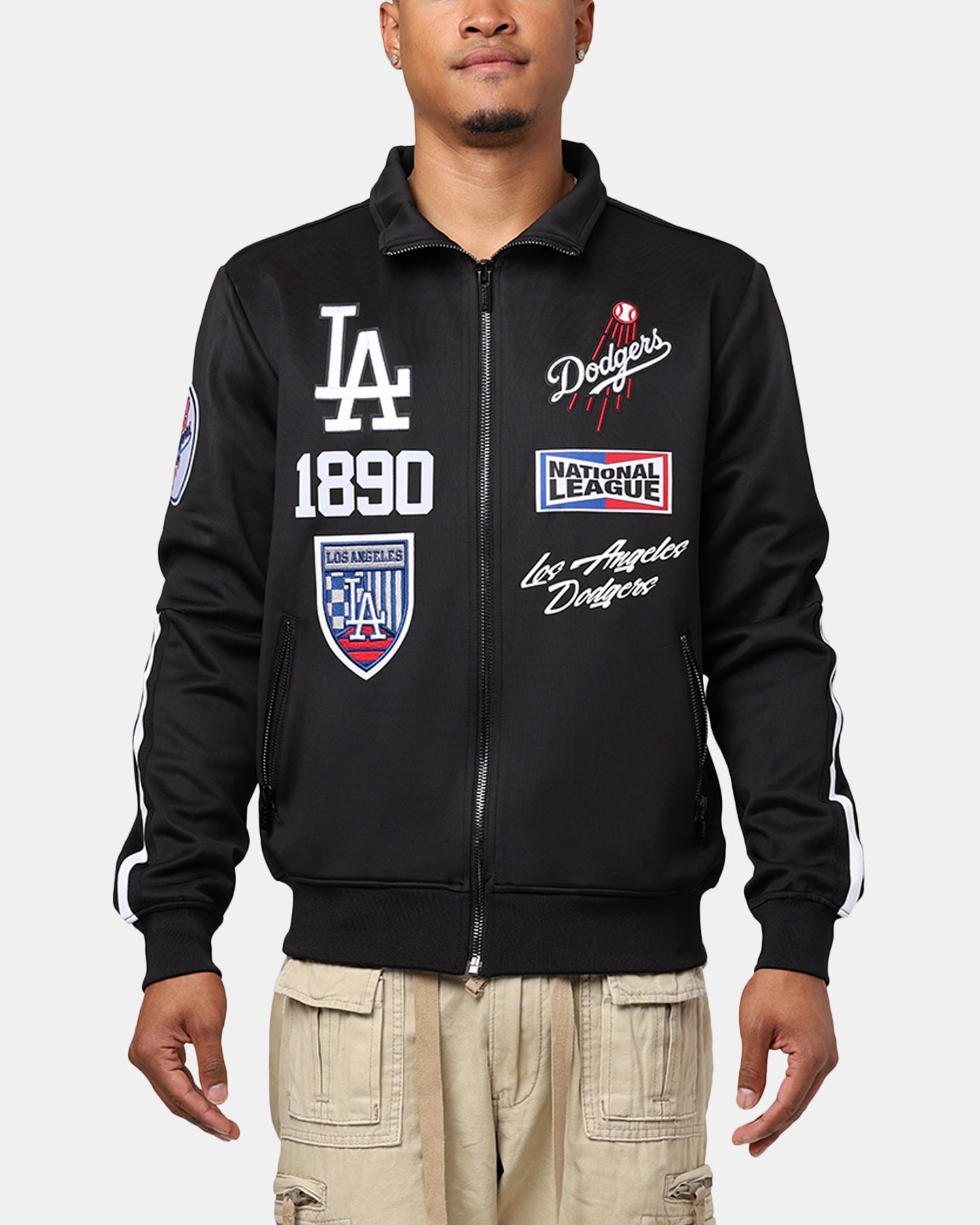 Pro Standard Los Angeles Dodgers Fast Lane Track Jacket Black Slim-fit