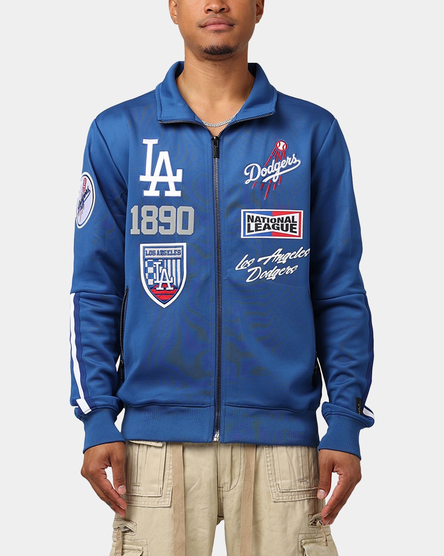 Pro Standard Los Angeles Dodgers Fast Lane Track Jacket Dodger Blue Hidden pockets