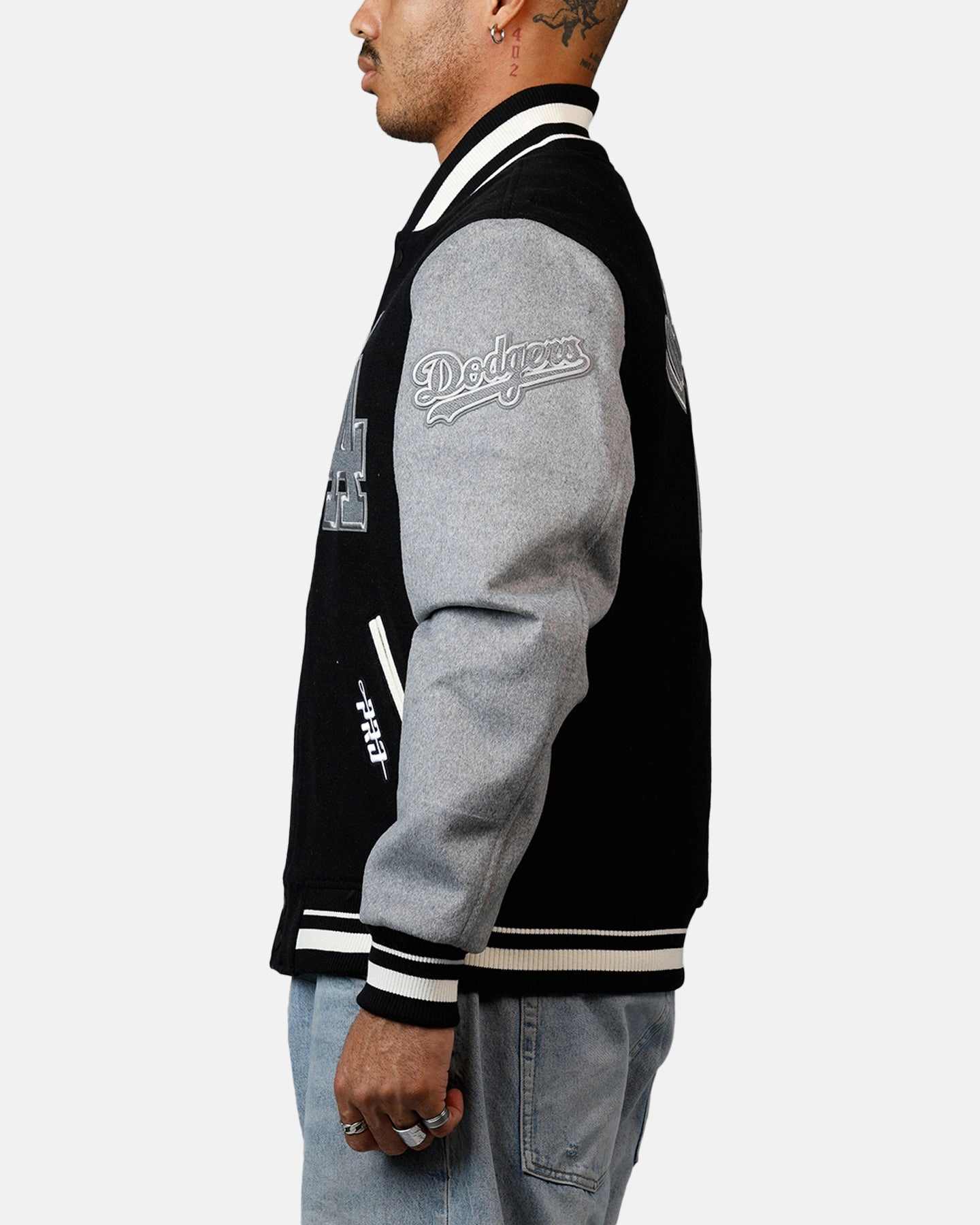 Utility Focus Pro Standard Los Angeles Dodgers Reverse French Terry Wool Varsity Jacket Black/Grey