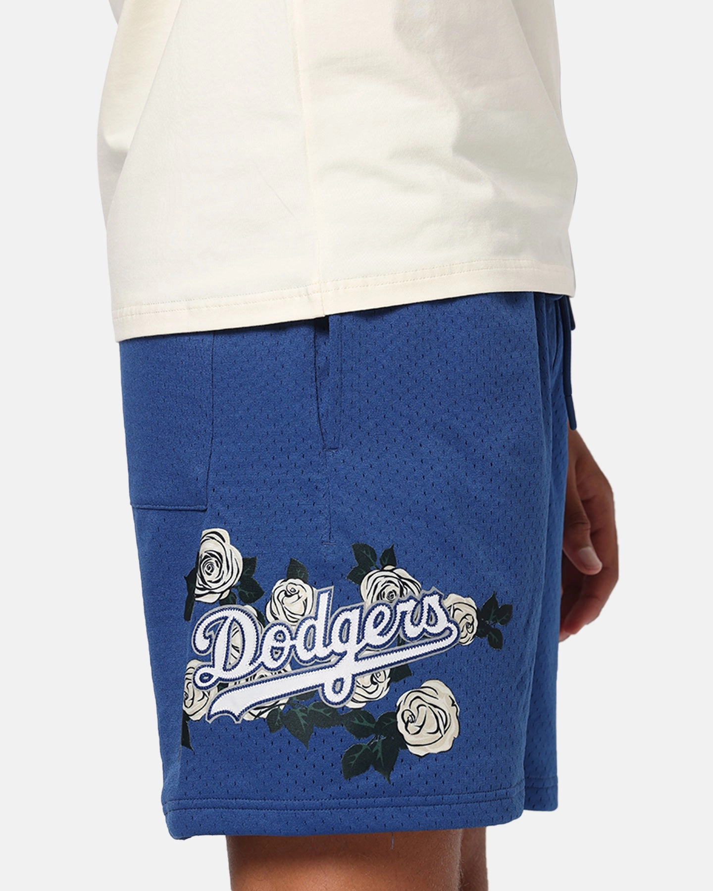 Beach Vacation Pro Standard Los Angeles Dodgers Roses Mesh Shorts Dark Blue