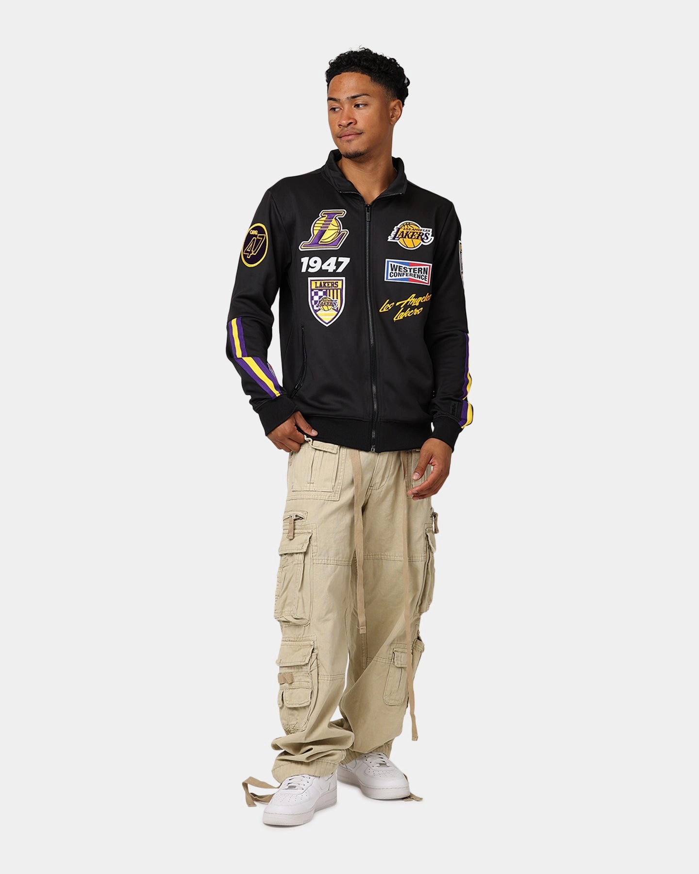 Pro Standard Los Angeles Lakers Fast Lane Track Jacket Black/Purple Raglan sleeves Quality