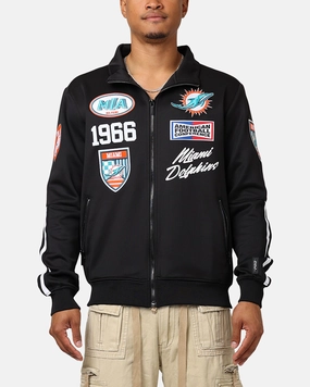 Pro Standard Miami Dolphins Fast Lane Track Jacket Black Zippered Pockets Warm Weather Wear