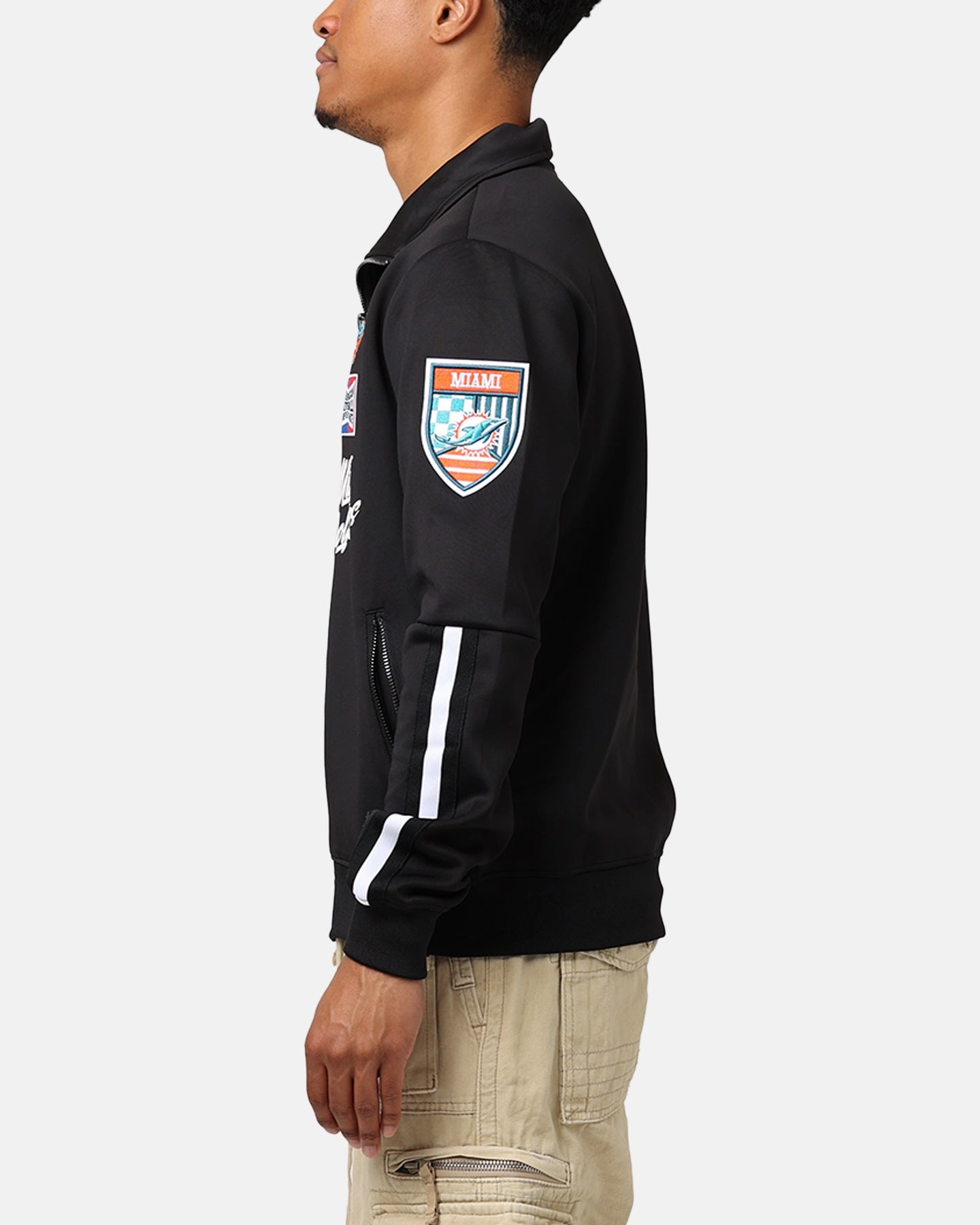 High Collar Fit Pro Standard Miami Dolphins Fast Lane Track Jacket Black