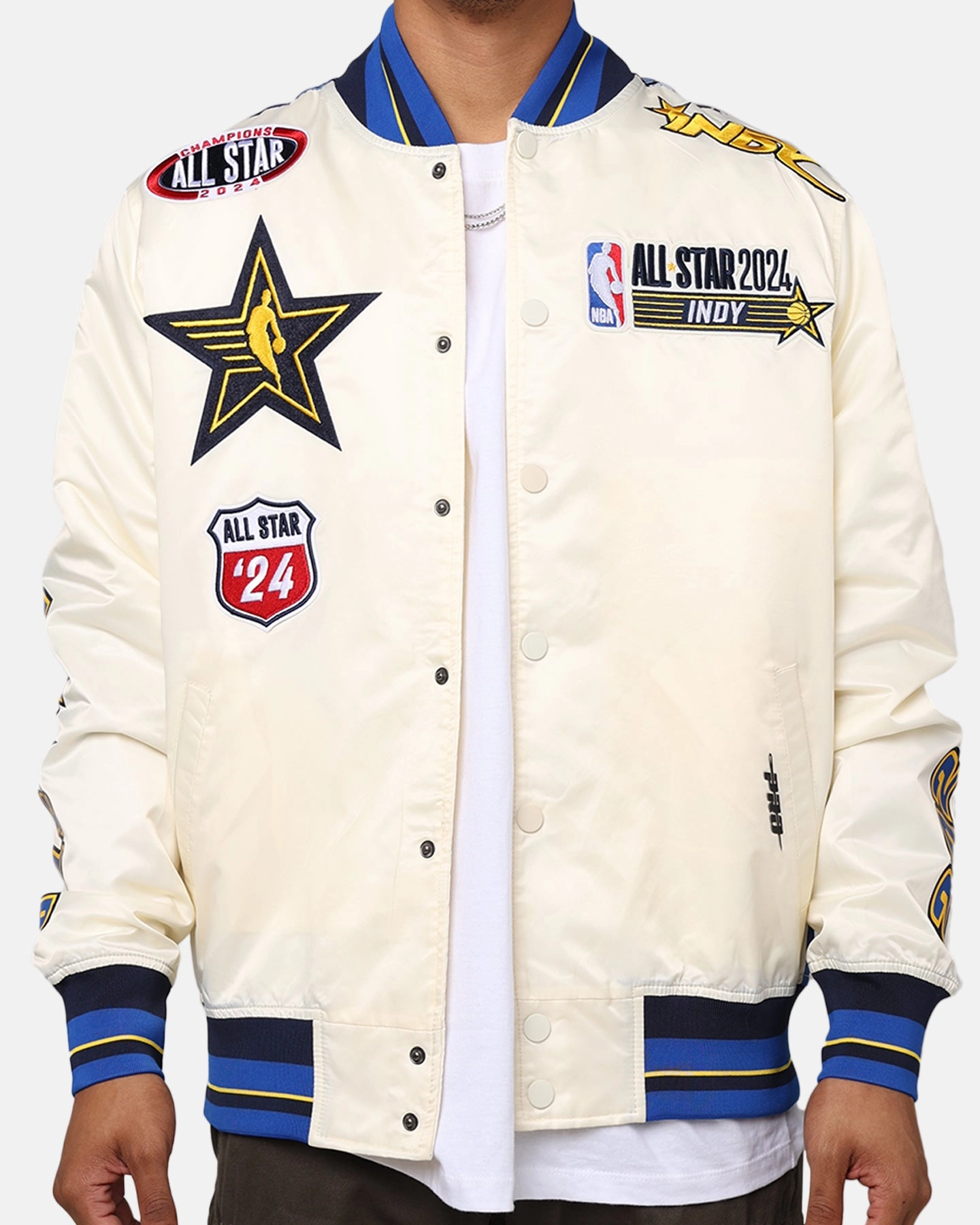Pro Standard NBA All Star Game 2024 Satin Jacket Eggshell/Midnight Navy Daily Comfort