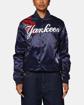 Pro Standard New York Yankees Roses Satin Jacket Navy Practical Layer Shock Absorbent Padding
