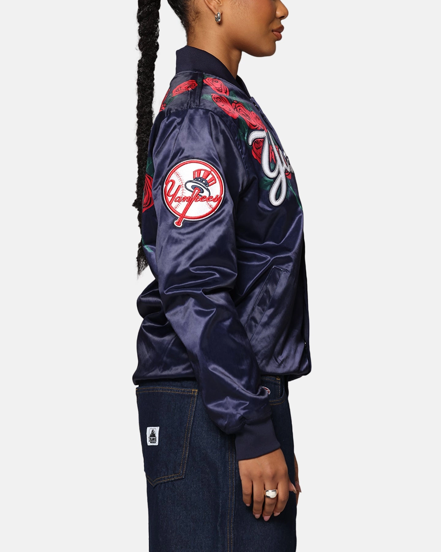 Pro Standard New York Yankees Roses Satin Jacket Navy ReversibleStyle Celebrate