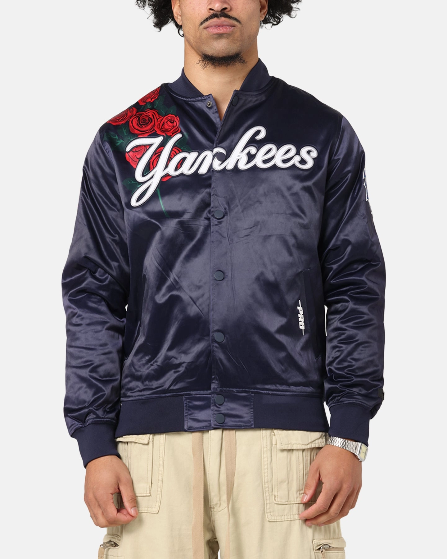 Premium Fit Pro Standard New York Yankees Roses Satin Jacket Navy