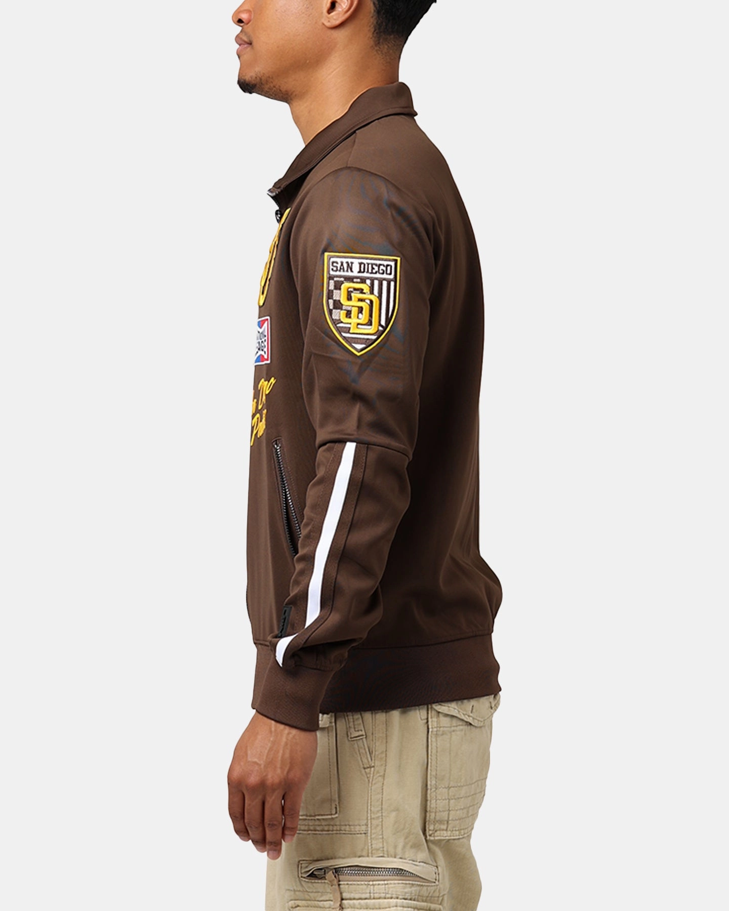 Pro Standard San Diego Padres Fast Lane Track Jacket Brown Ventilation Grommets