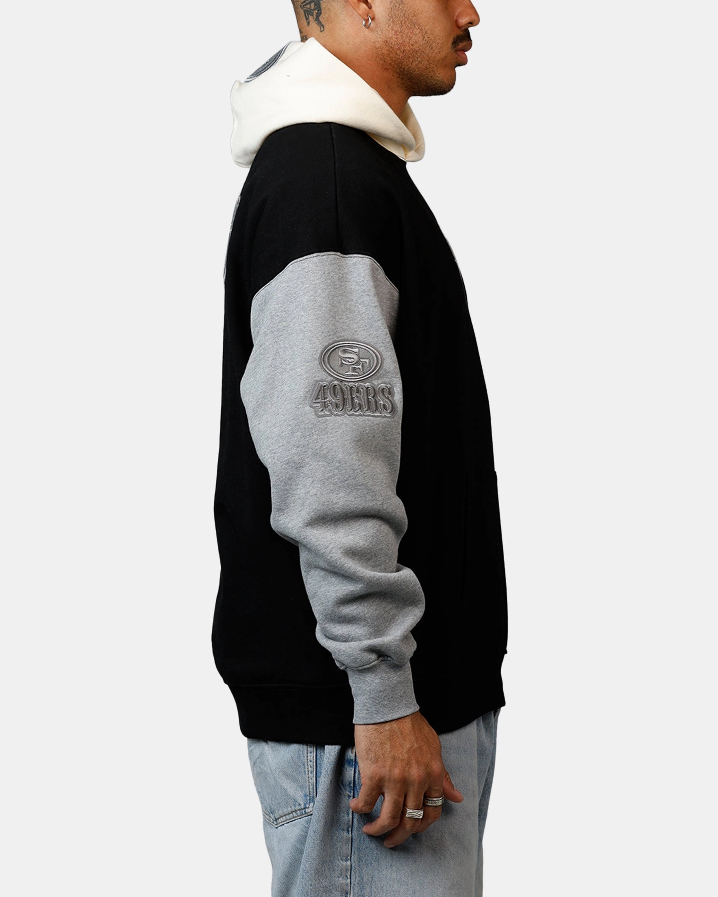 men's fashion Pro Standard San Francisco 49ers Reverse French Terry Hoodie Black/Grey