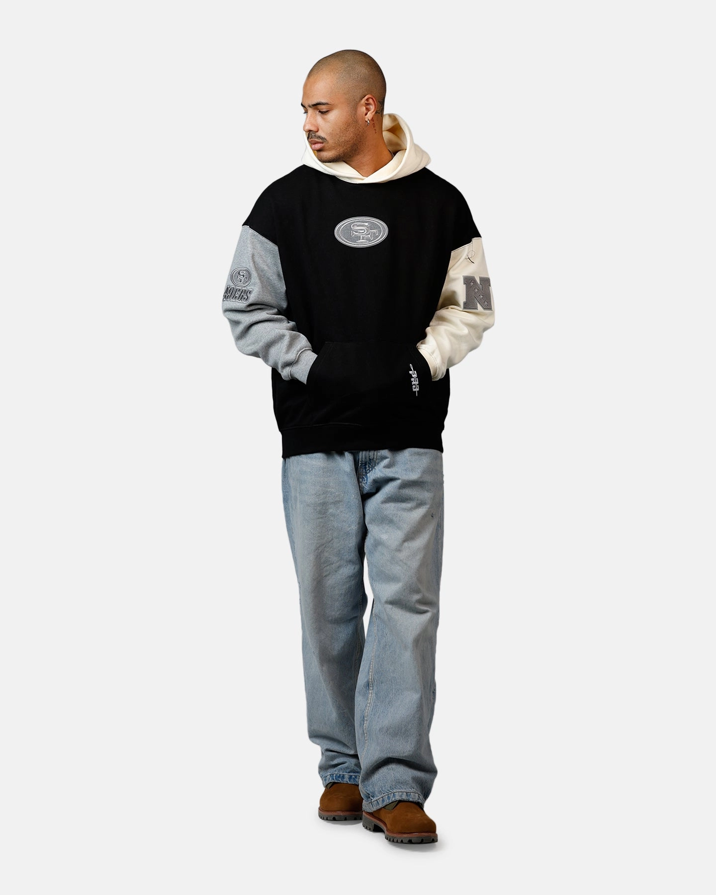 Pro Standard San Francisco 49ers Reverse French Terry Hoodie Black/Grey Non Restrictive Collar sunrise
