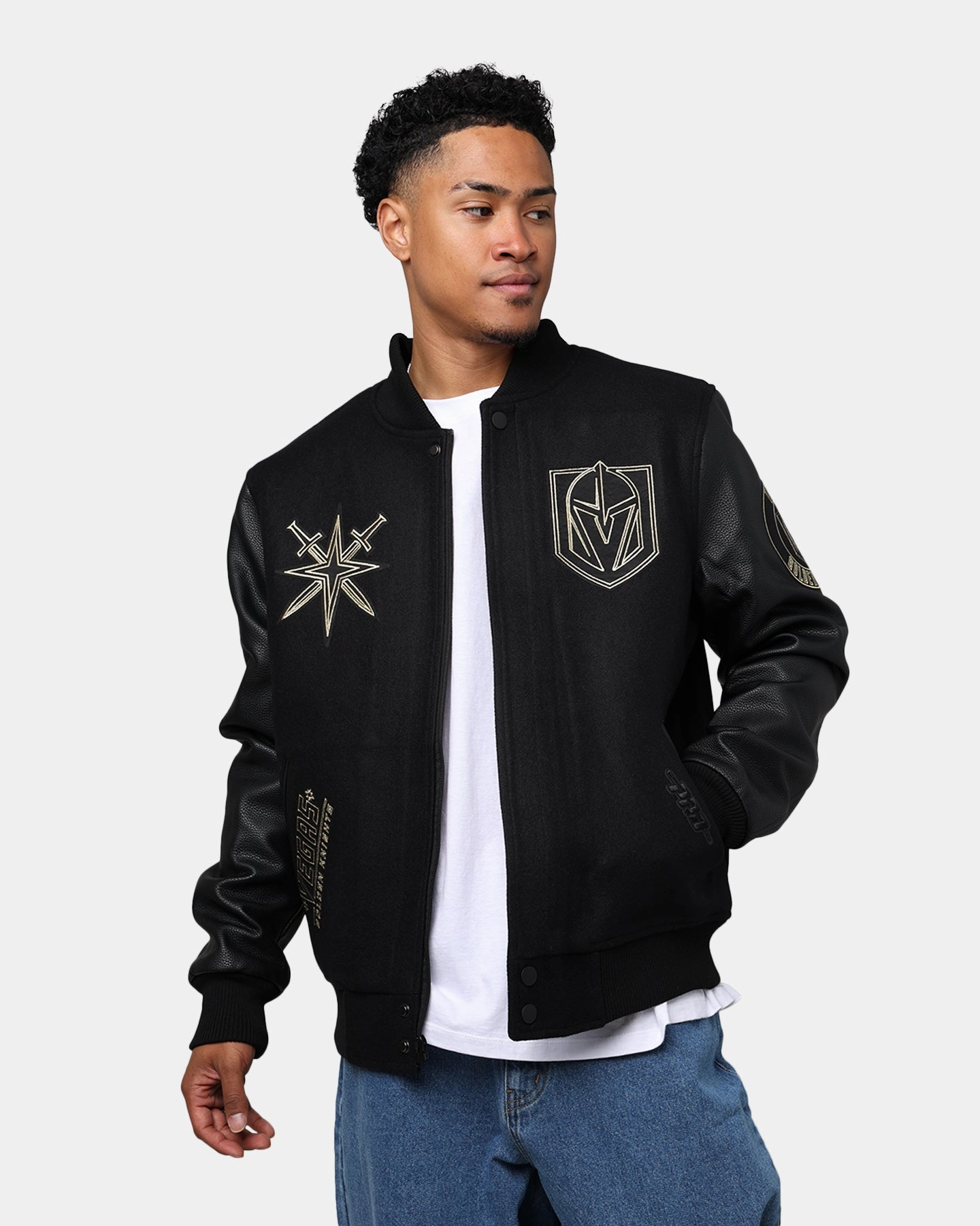 Pro Standard Vegas Golden Knights 'Black & Gold' Varsity Jacket Jet Black Full Length Zipper