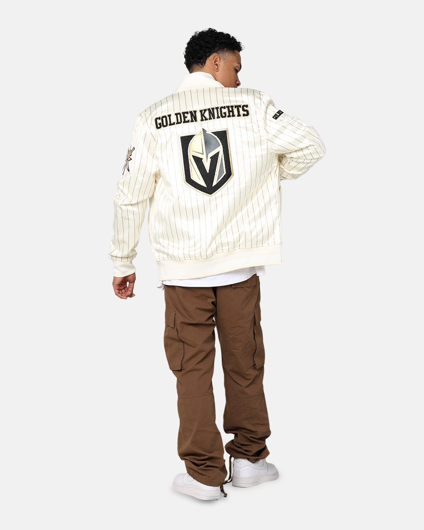 See Eye - Catching Pro Standard Vegas Golden Knights Pinstripe Jacket Eggshell/Yellow
