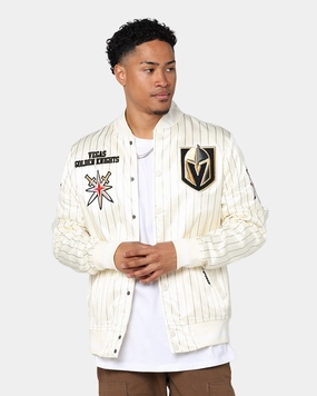 Pro Standard Vegas Golden Knights Pinstripe Jacket Eggshell/Yellow Ventilated Back