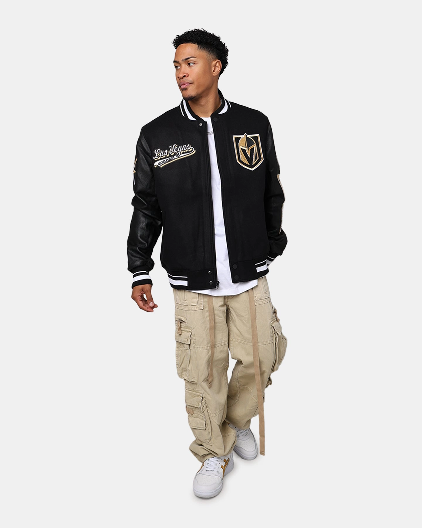 Pro Standard Vegas Golden Knights Wool Varsity Jacket Black Tie Softshell Fabric Technology
