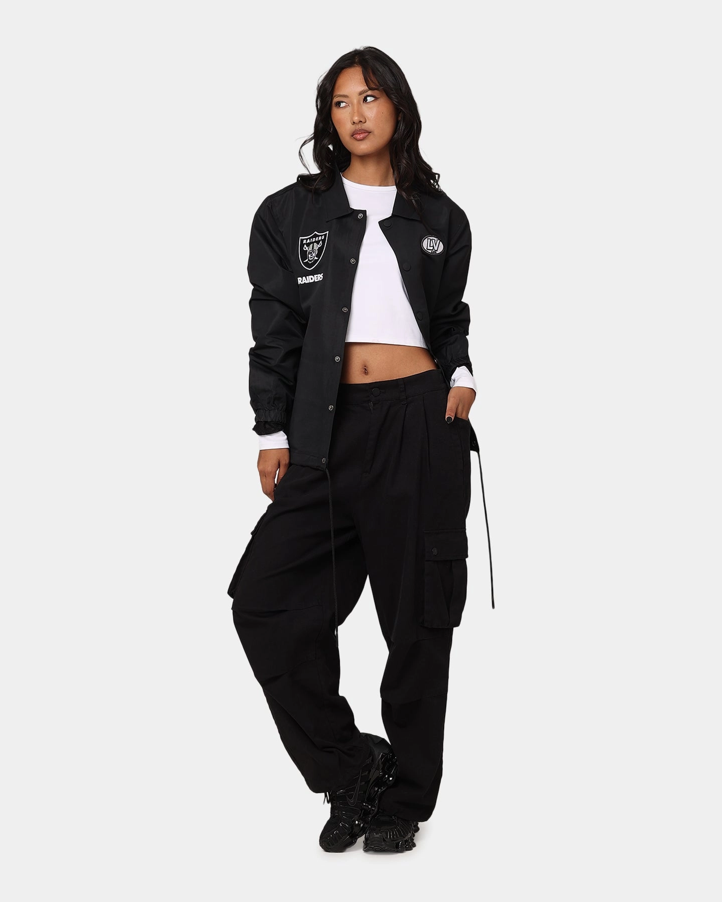 Pro Standard Women's Las Vegas Raiders Fast Lane Jacket Black layering option