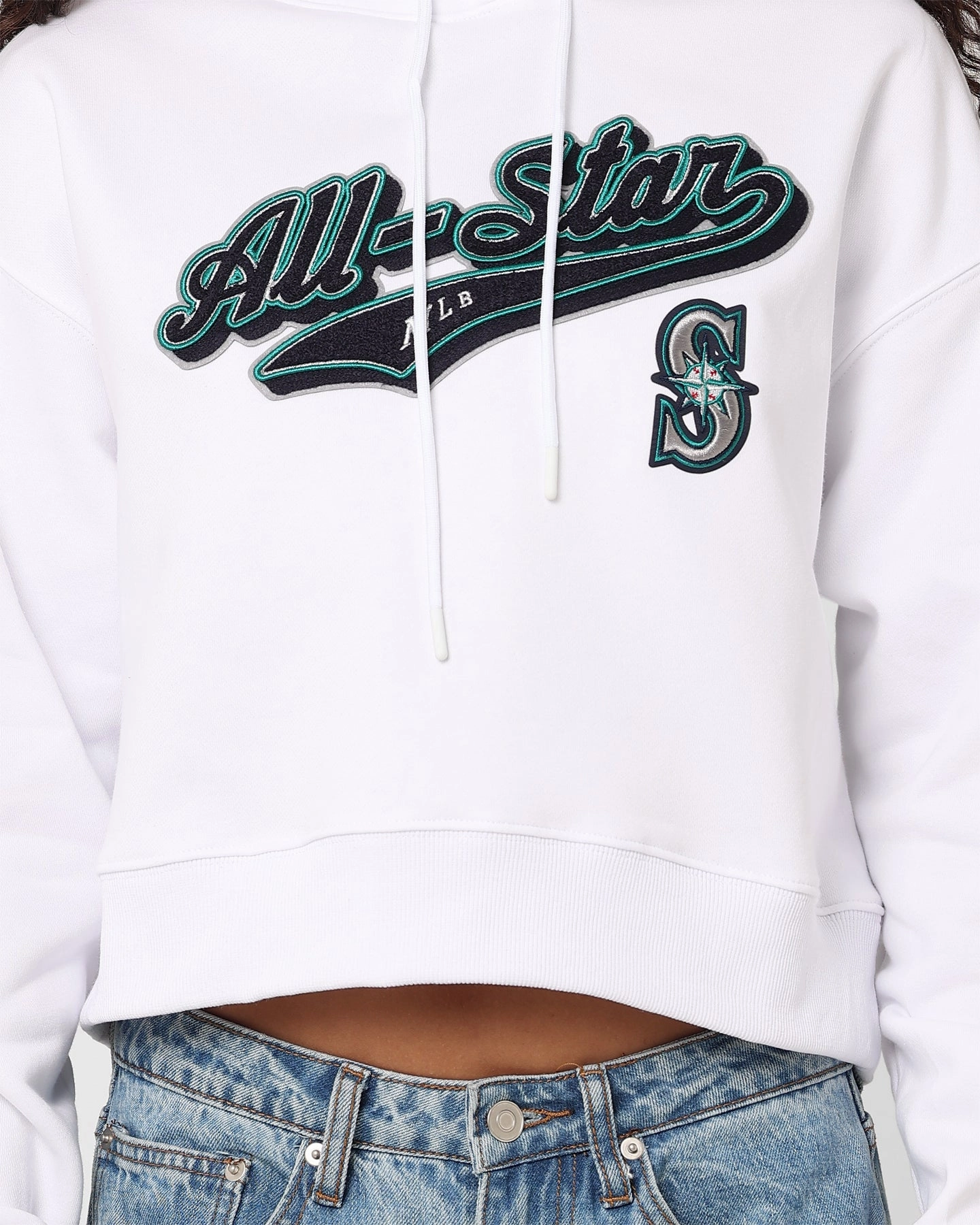 suitable for talent shows Pro Standard Women's MLB All Stars Cropped Hoodie White