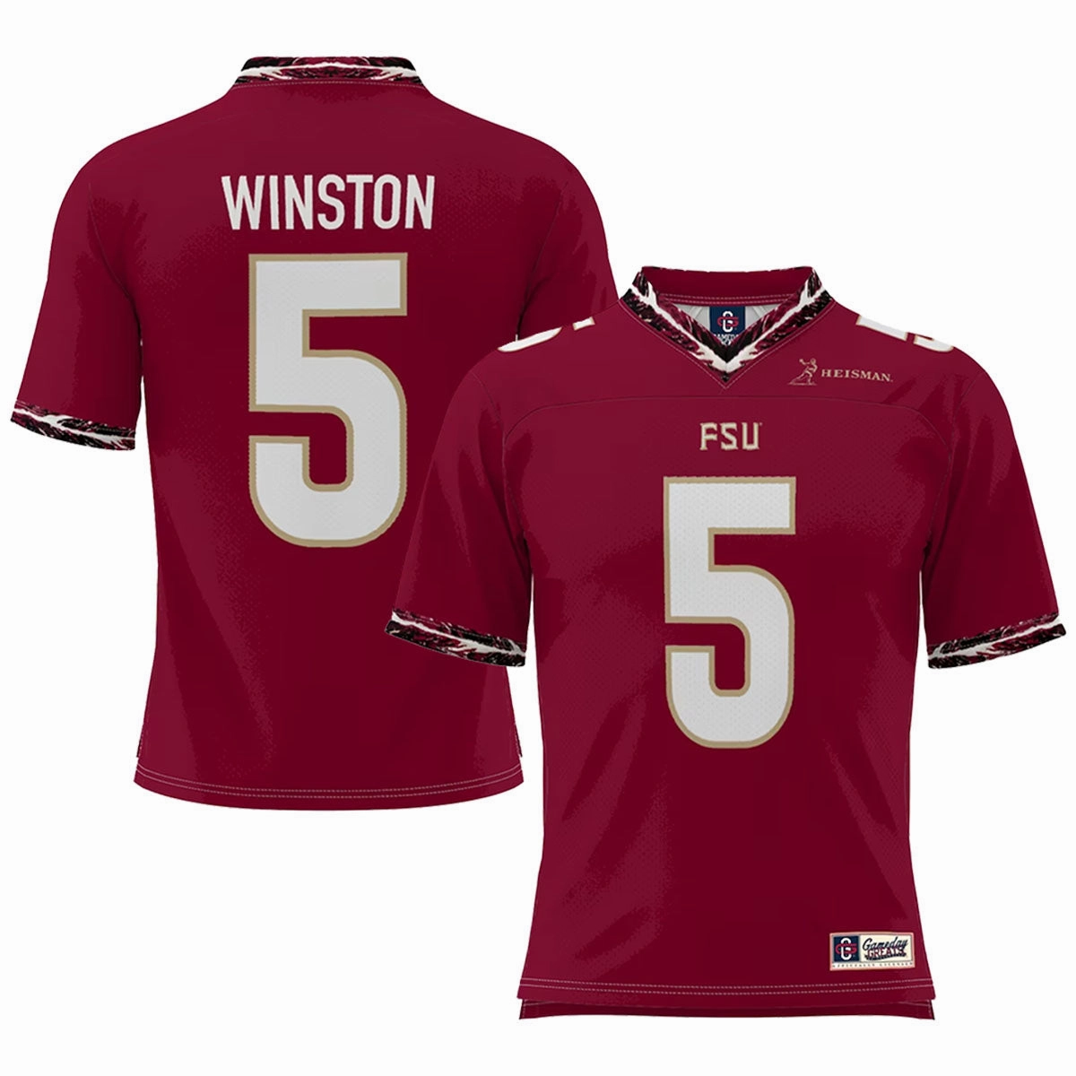 Brushed Interior Athletic Wear Proshere Jameis Winston #5 Throwback Football Jersey - Garnet