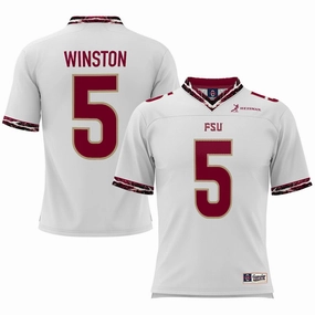 Airflow Enhancing Texture Circular Knit Body Mapping Proshere Jameis Winston #5 Throwback Football Jersey - White