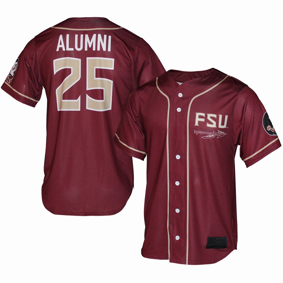 Prosphere Unisex FSU Spear/Alumni 25 Design Baseball Jersey - Garnet Training Fit