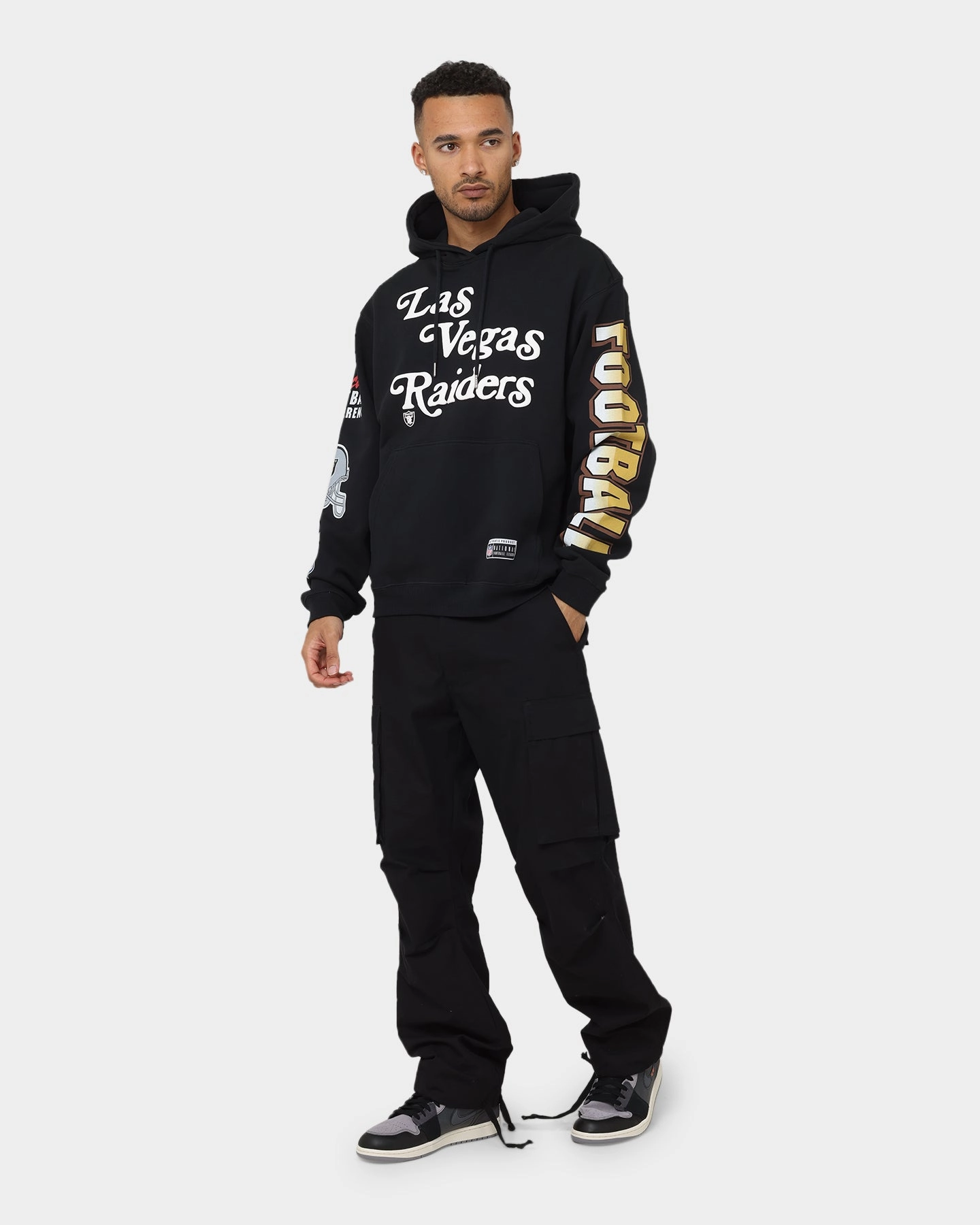 Comfort Focused Design Majestic Athletic Las Vegas Raiders Puff Print Patch Hoodie Faded Black
