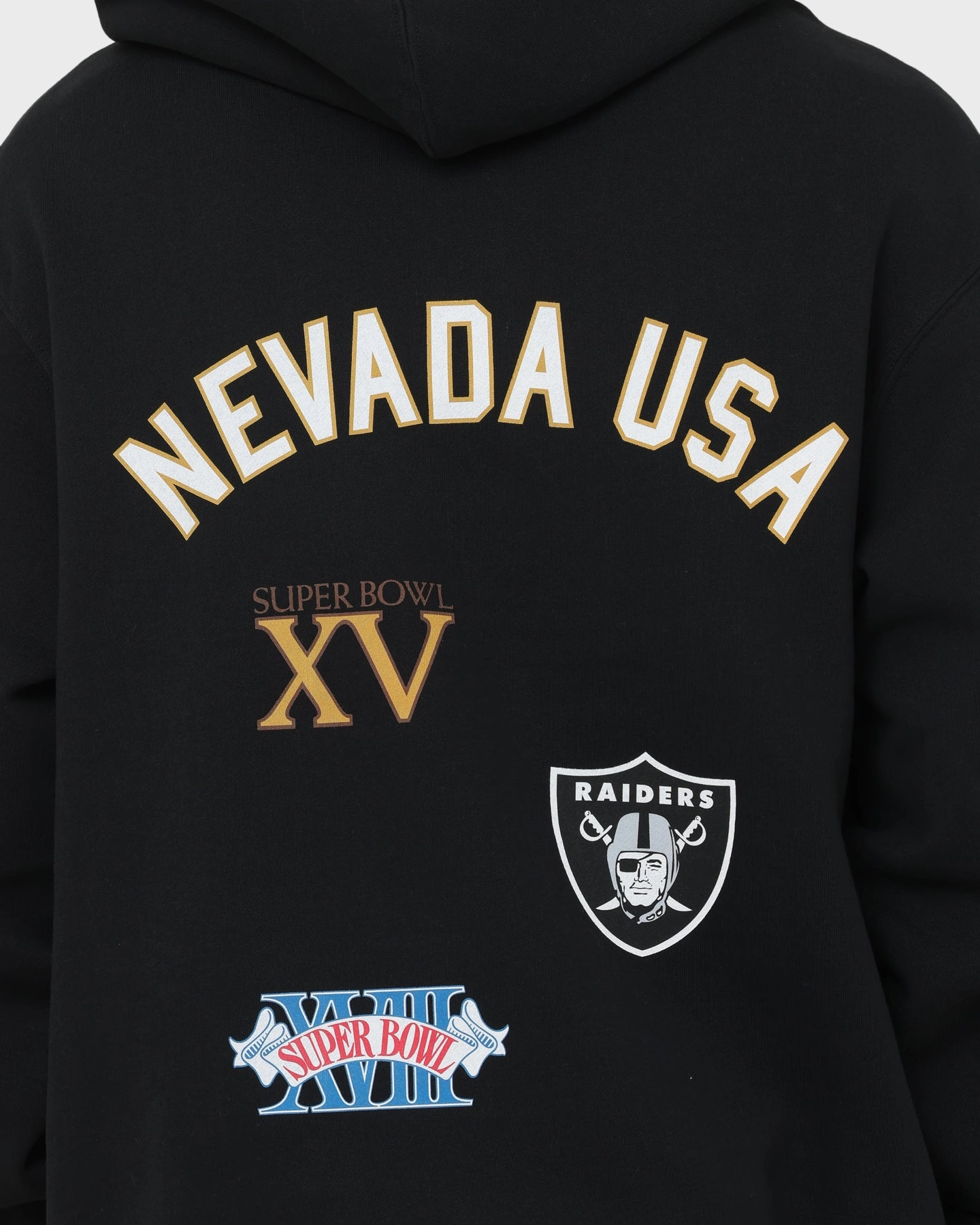 Jog Oversized Fit Majestic Athletic Las Vegas Raiders Puff Print Patch Hoodie Faded Black