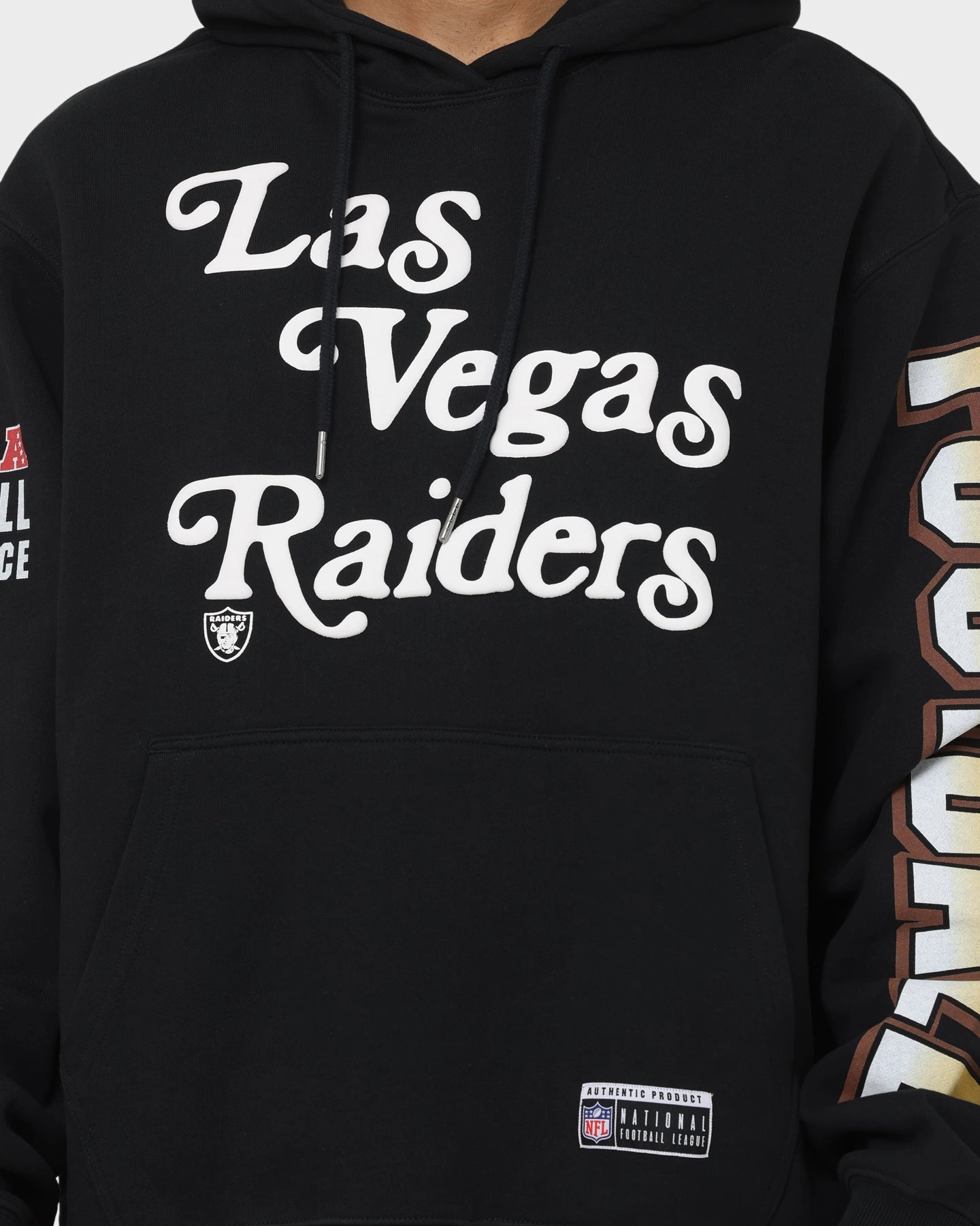 Trail Use Urban Wear Majestic Athletic Las Vegas Raiders Puff Print Patch Hoodie Faded Black