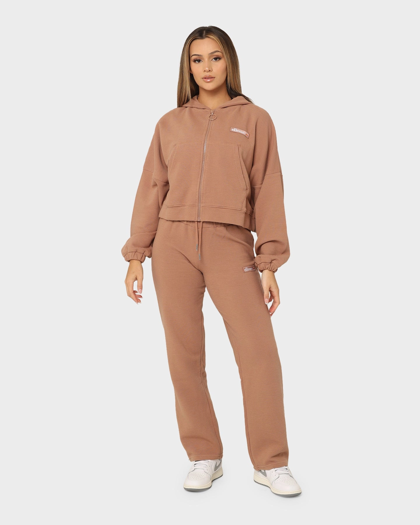 Ellesse Women's Campenelle Cropped Hoodie Brown Secure Storage Compartments
