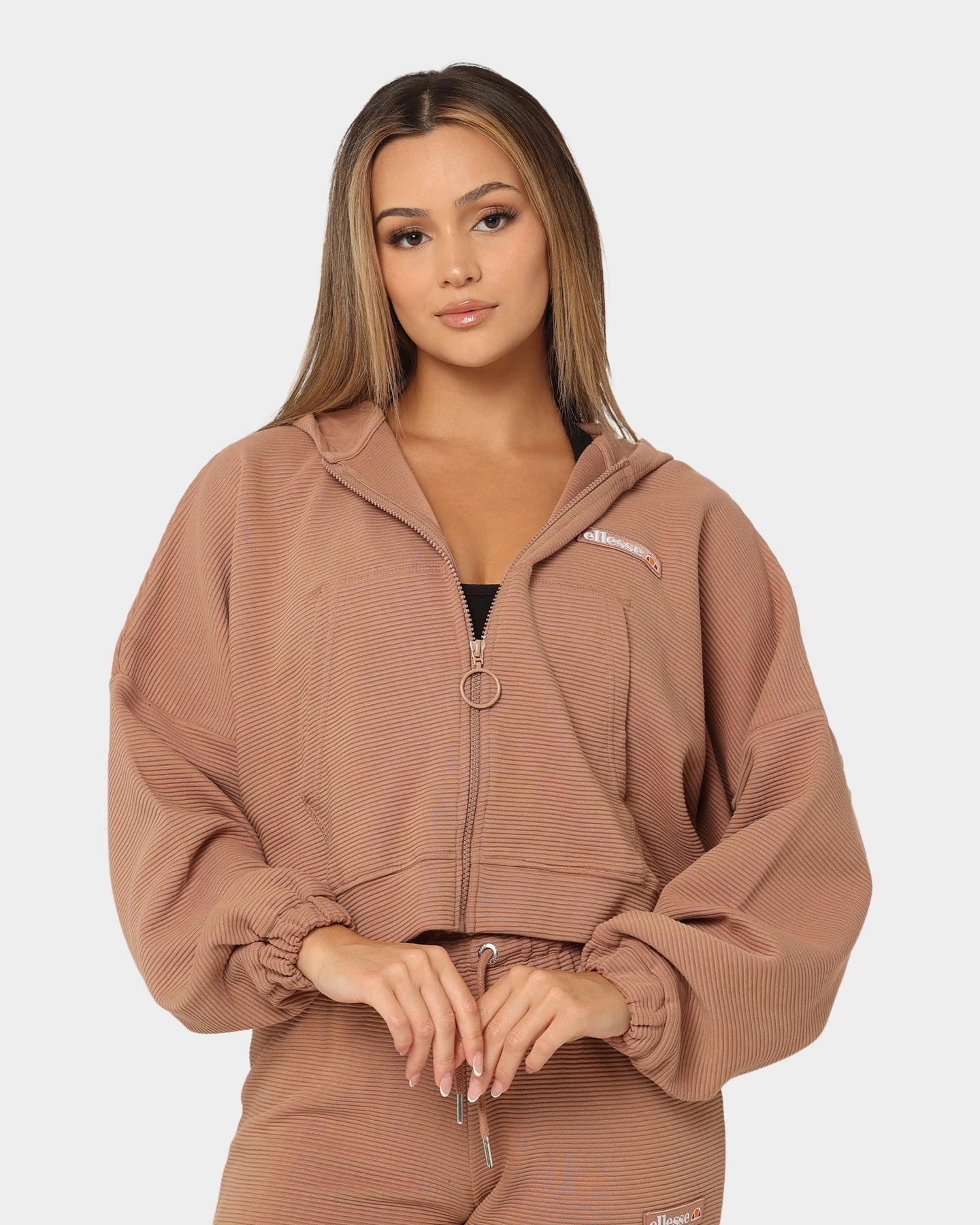 Ellesse Women's Campenelle Cropped Hoodie Brown SeamSealed Construction