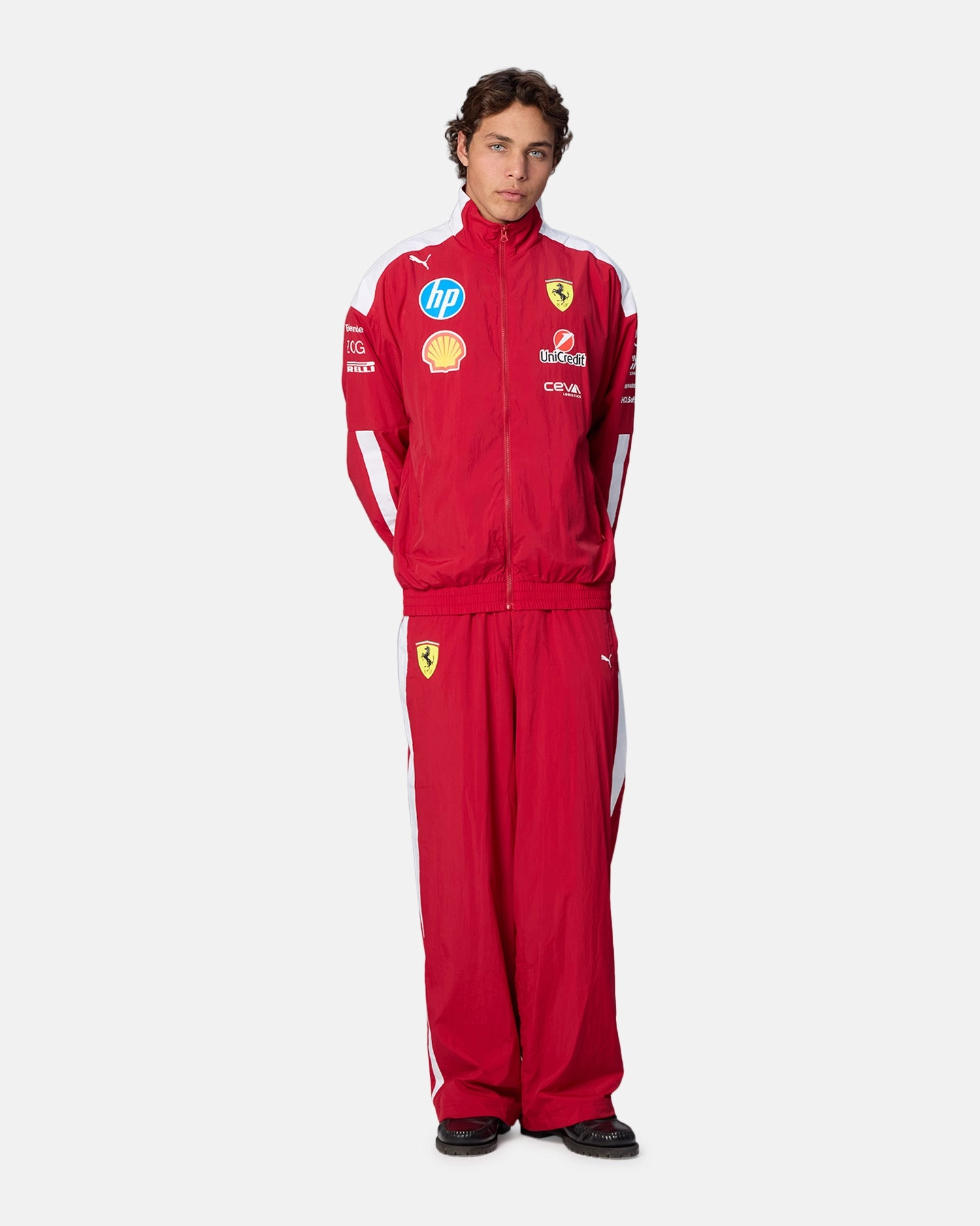 Customizable length AntibacterialCoating Puma X Scuderia Ferrari Drivers T7 Oversized Pants Cherry