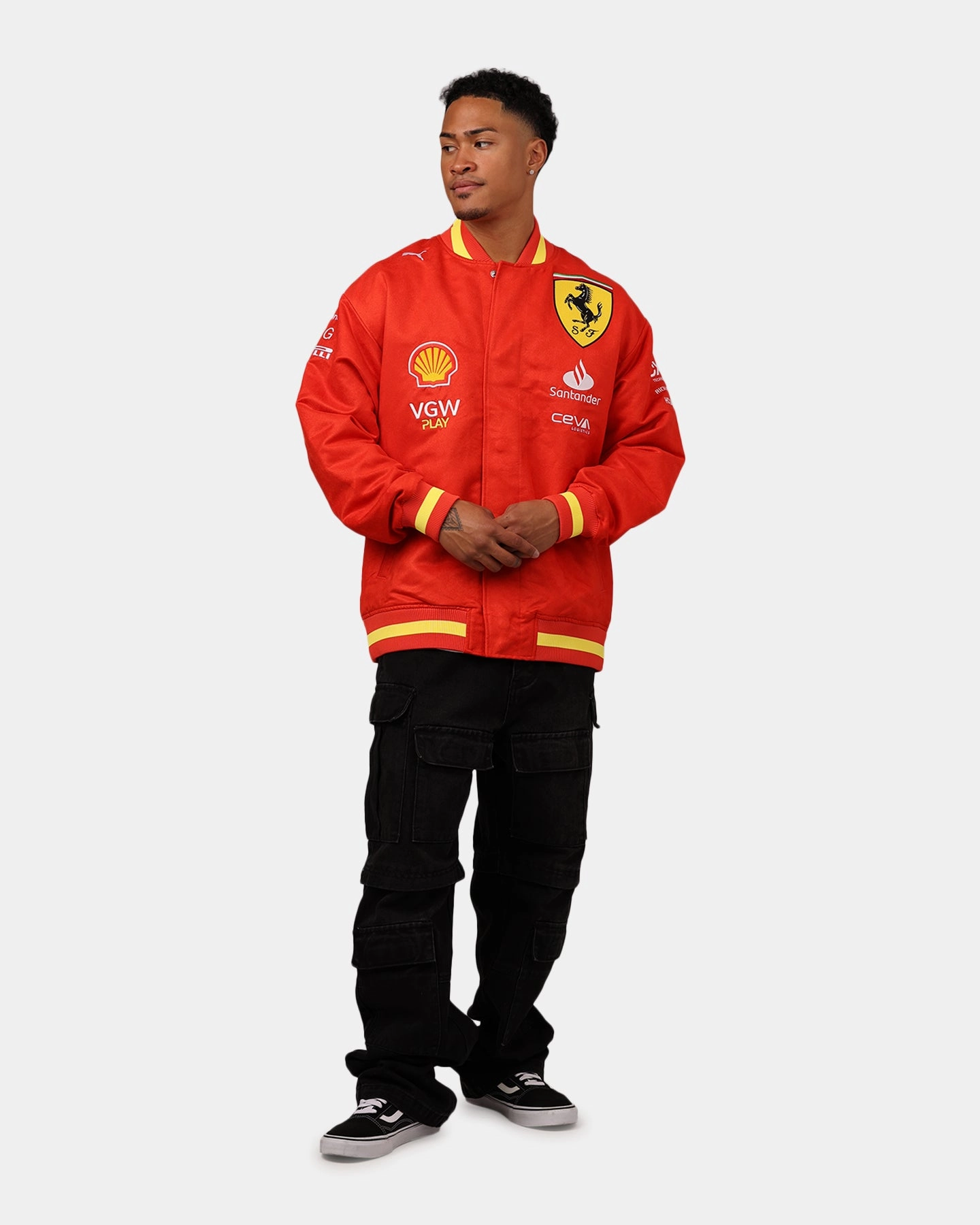Durable Construction Eco - friendly Puma X Scuderia Ferrari Full Zip Varsity Jacket Red