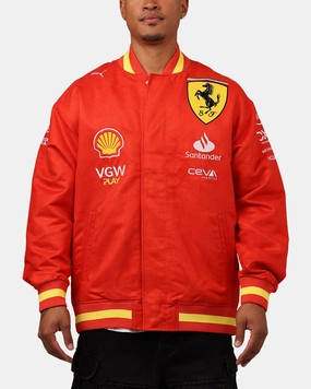 HighNeck Puma X Scuderia Ferrari Full Zip Varsity Jacket Red