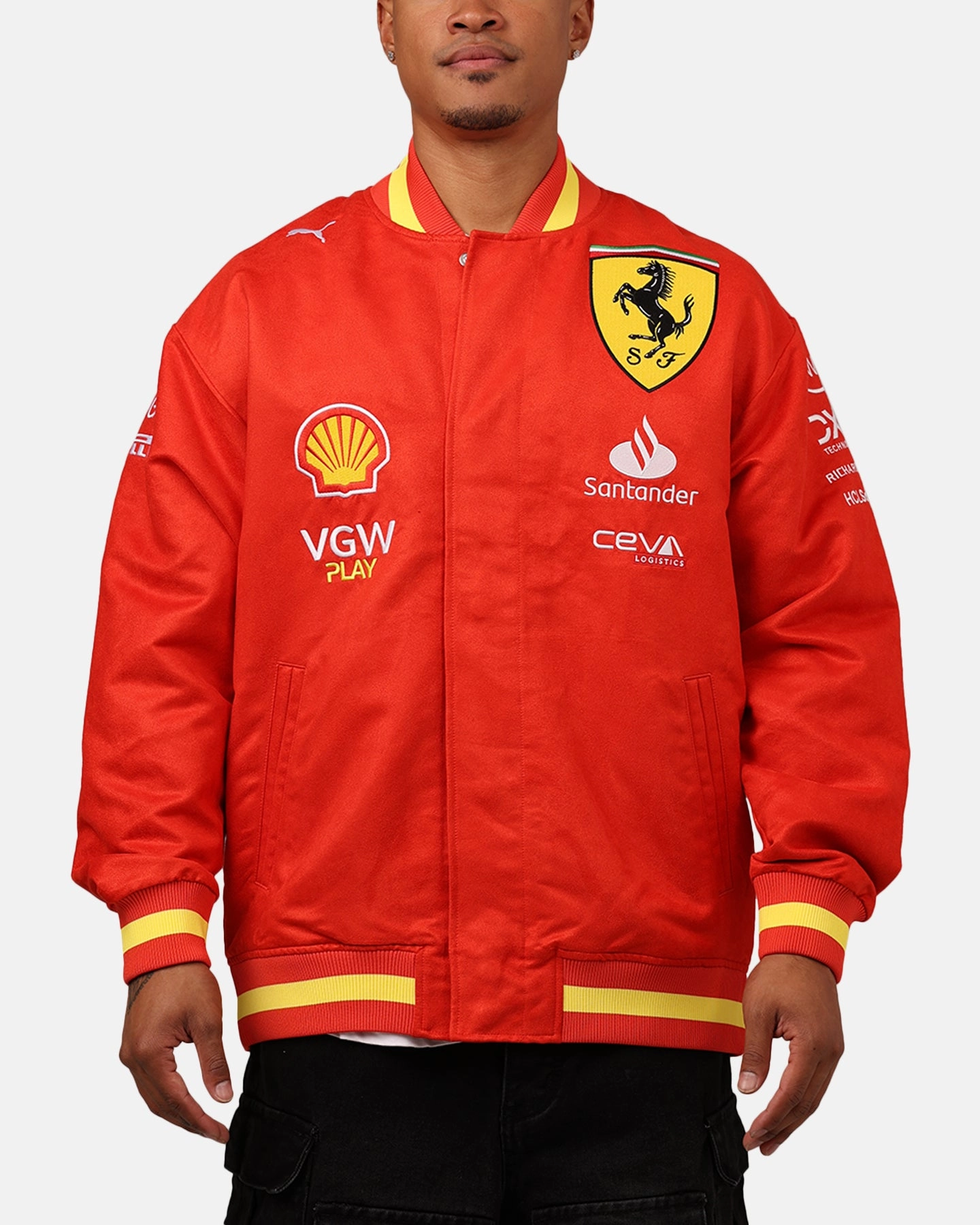 HighNeck Puma X Scuderia Ferrari Full Zip Varsity Jacket Red