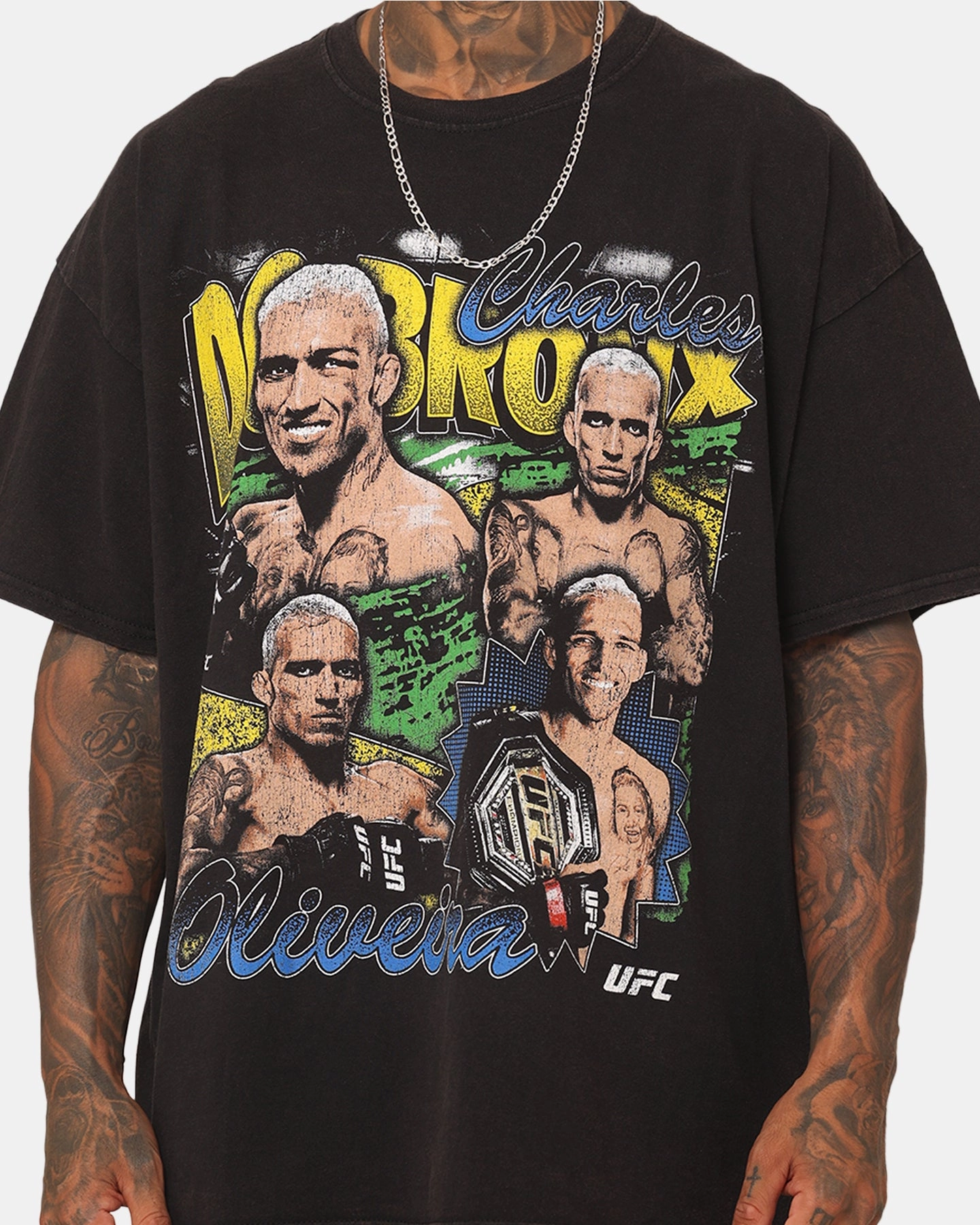 informal gathering Soft and durable UFC By Goat Crew Charles "Do Bronx" Oliveira Charles The Champ Vintage T-Shirt Black Wash