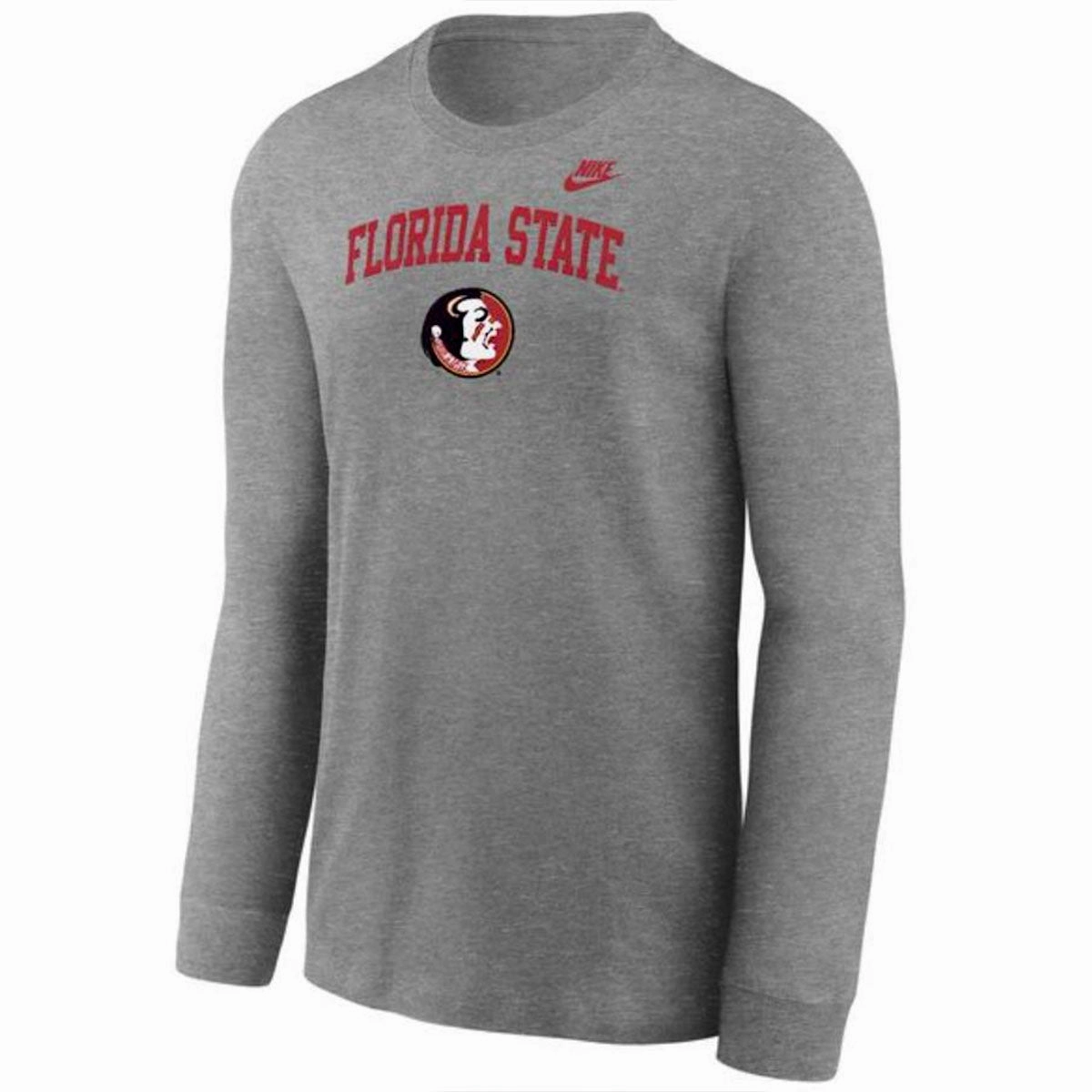 Nike Youth Vault Florida State/Seminole Logo Long Sleeve T-shirt - Dark Heather WrinkleResistant