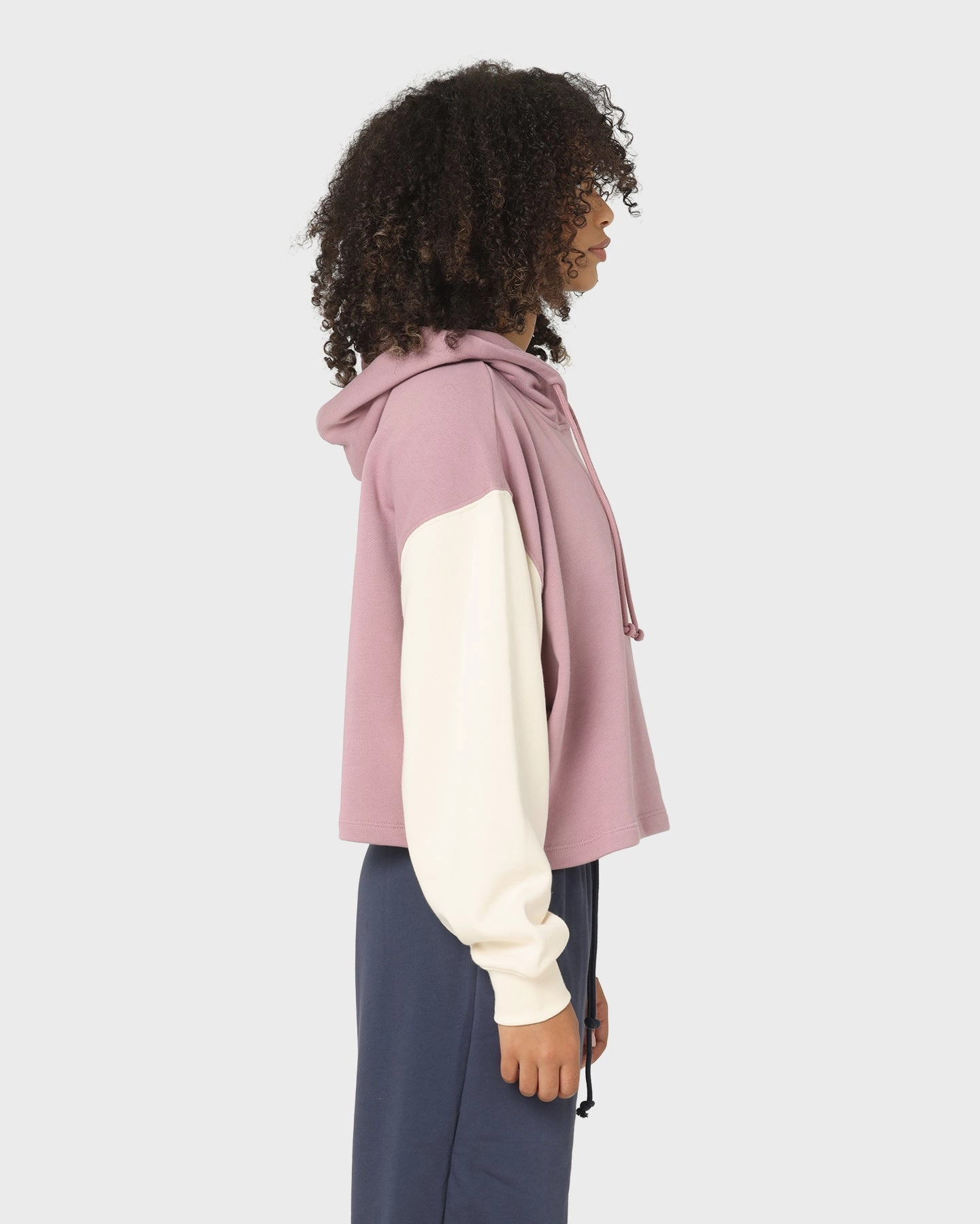 Adidas Women's Modern B-Ball Hoodie Magic Mauve/Wonder White Ribbed Knit Cuffs