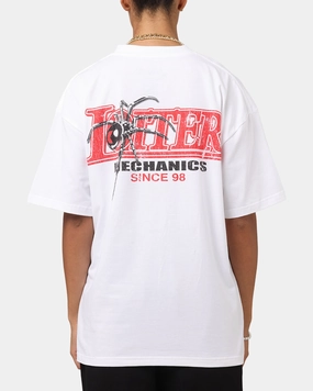 Easy-Going Style Loiter Mechanic Drop T-Shirt White