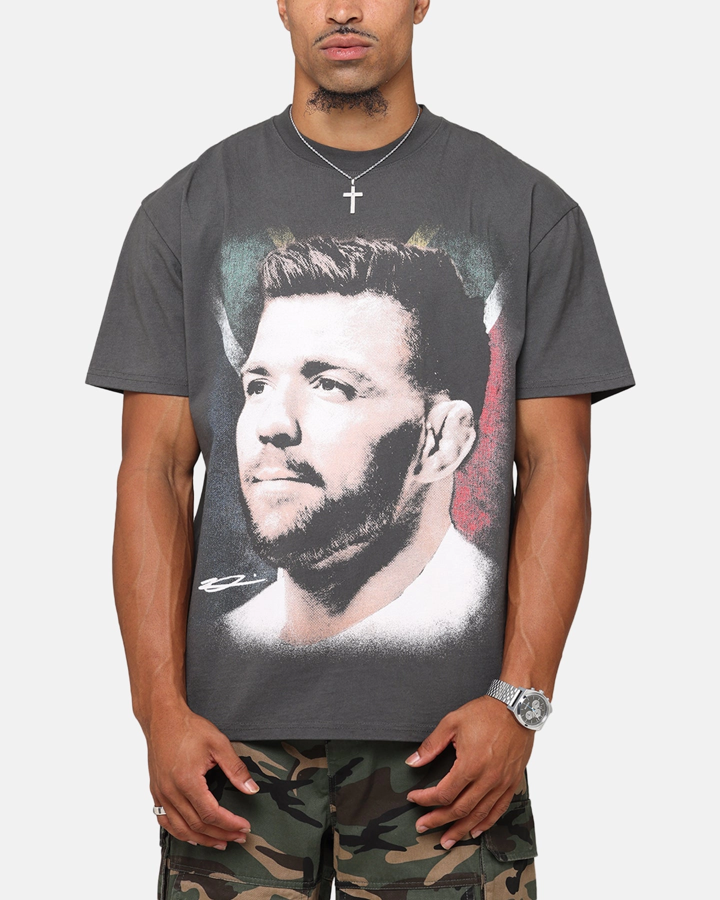 Versatile Wardrobe Piece UFC By Culture Kings Dricus du Plessis Big Head Heavy T-Shirt Black Wash