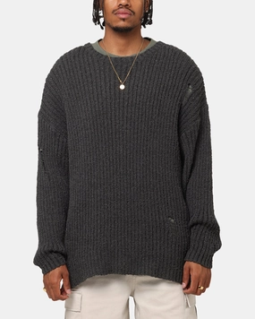 XXIII Distressed Sweater Charcoal Casual Staple