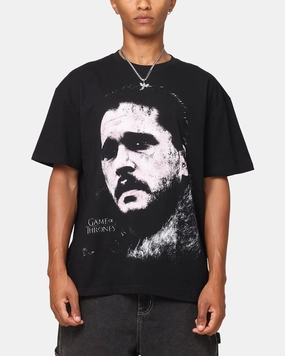 BreathableMaterial Goat Crew X Game Of Thrones Jon Snow Vintage T-Shirt Black Acidwash