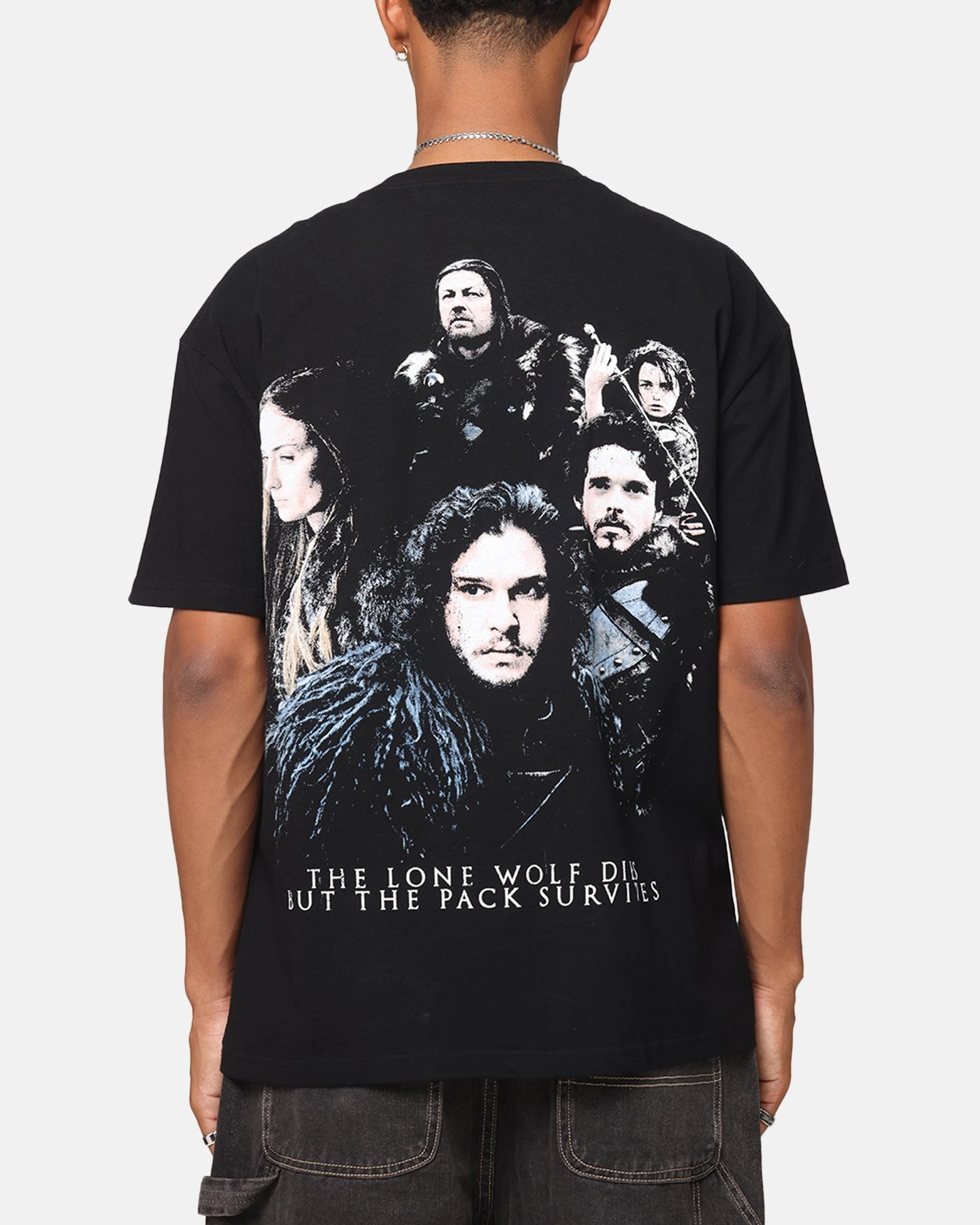 Goat Crew X Game Of Thrones Jon Snow Vintage T-Shirt Black Acidwash Versatile Fashion