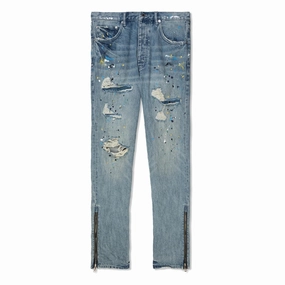Quick Conversion Hem Purple Brand Light Indigo Zipper Paint Repair Pants