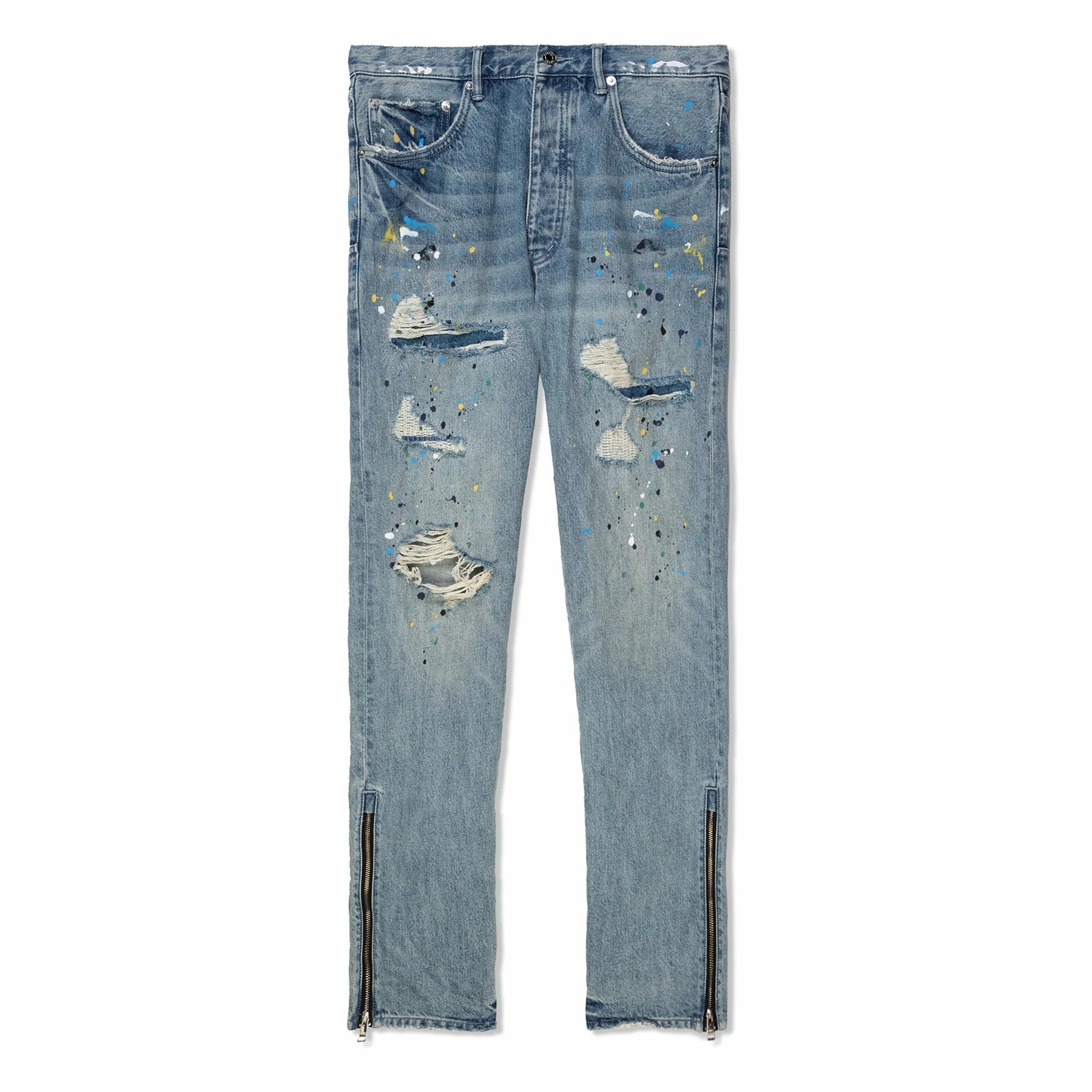 Quick Conversion Hem Purple Brand Light Indigo Zipper Paint Repair Pants