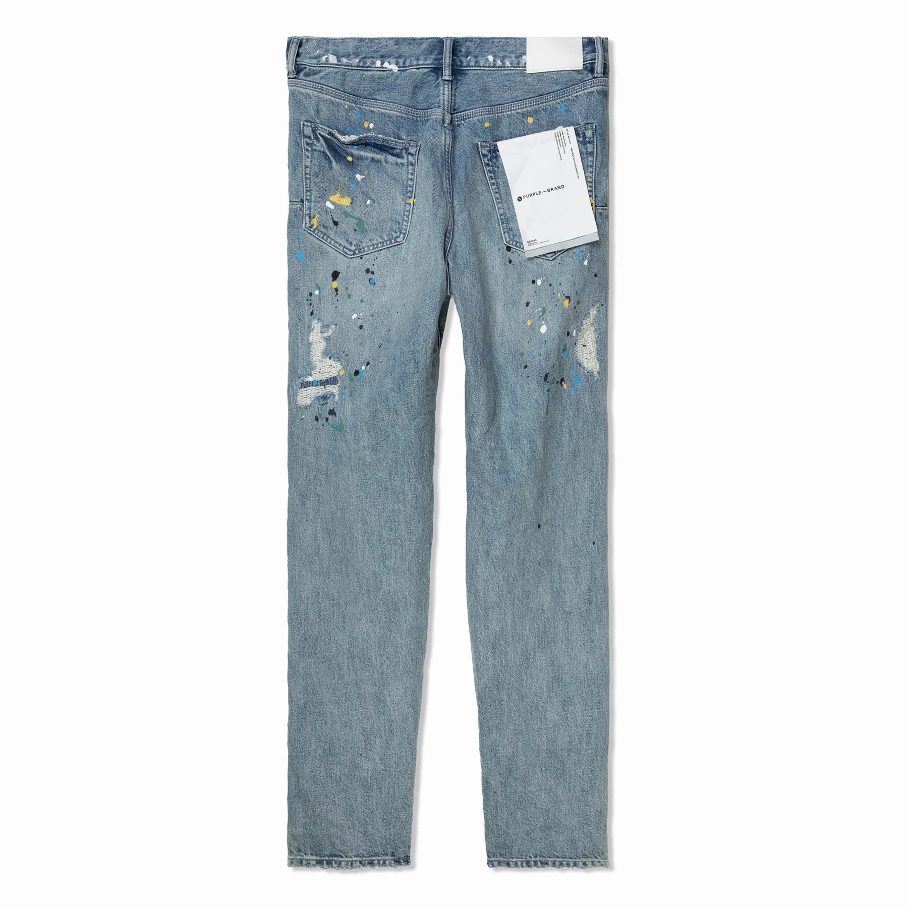 Purple Brand Light Indigo Zipper Paint Repair Pants Double Stitched Seams