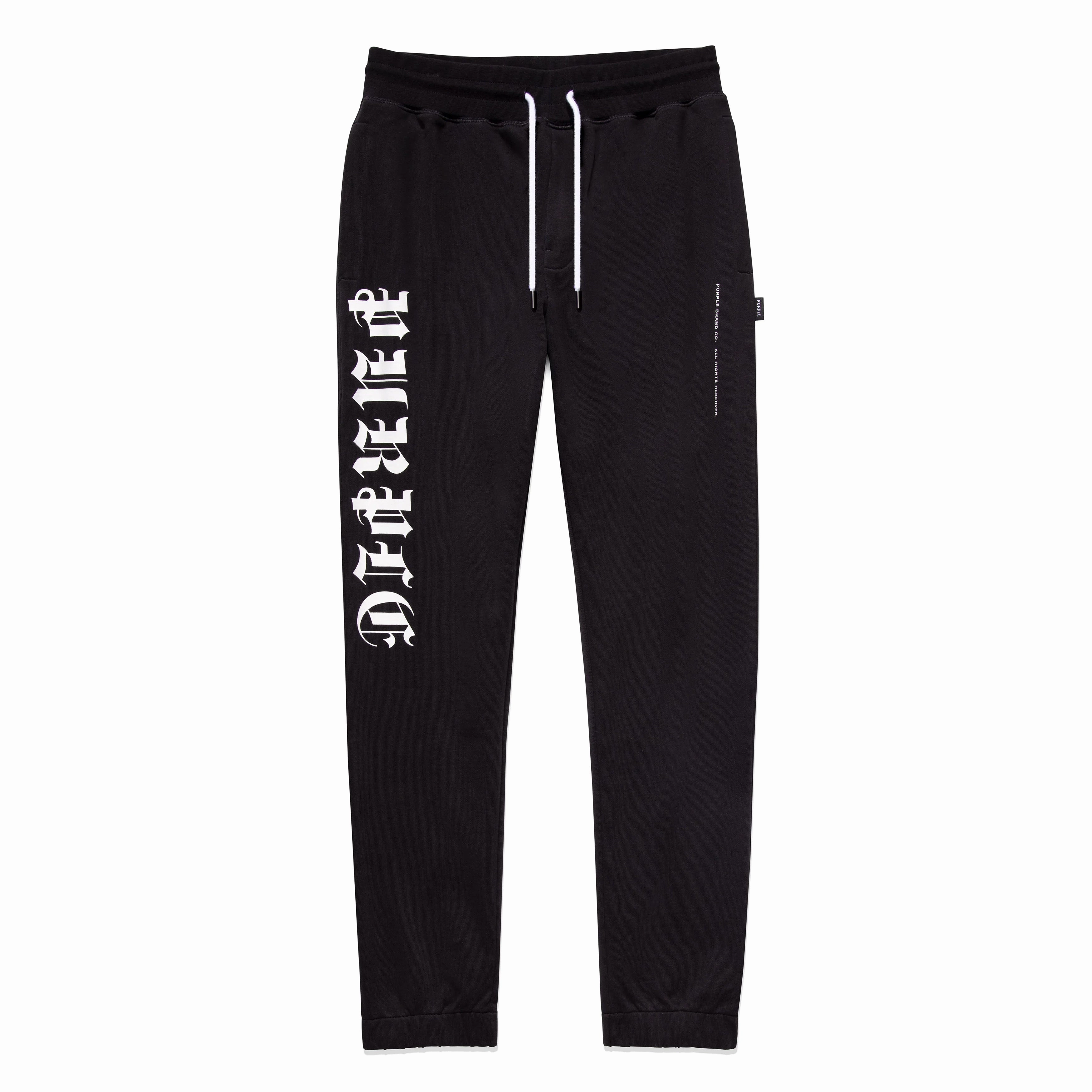 Move Freely Purple Brand P412 Gothic Wordmark French Terry Sweatpant 'Black'