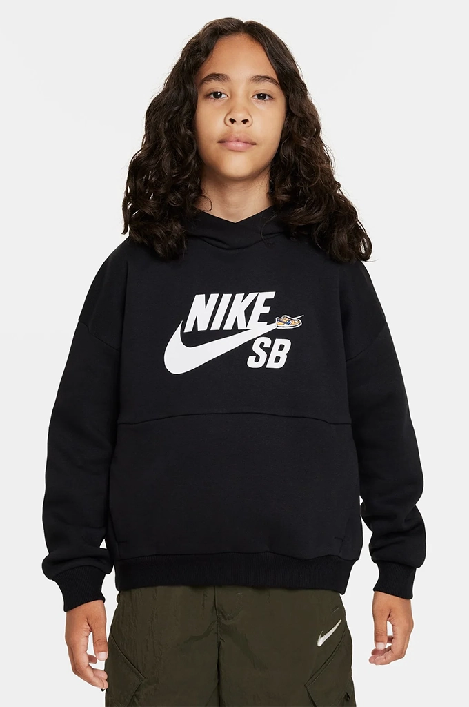 Nike SB Icon Fleece Kids Oversized Pullover Hoodie Layered Cut multi - wheel drive