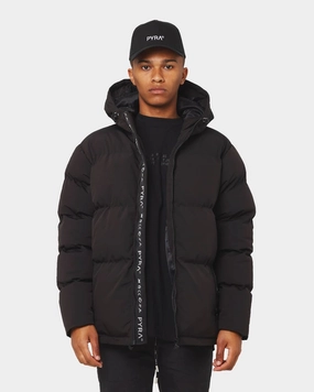 PYRA Alpine Puffa Jacket Black Water-Resistant Layer Waterproof Outerwear