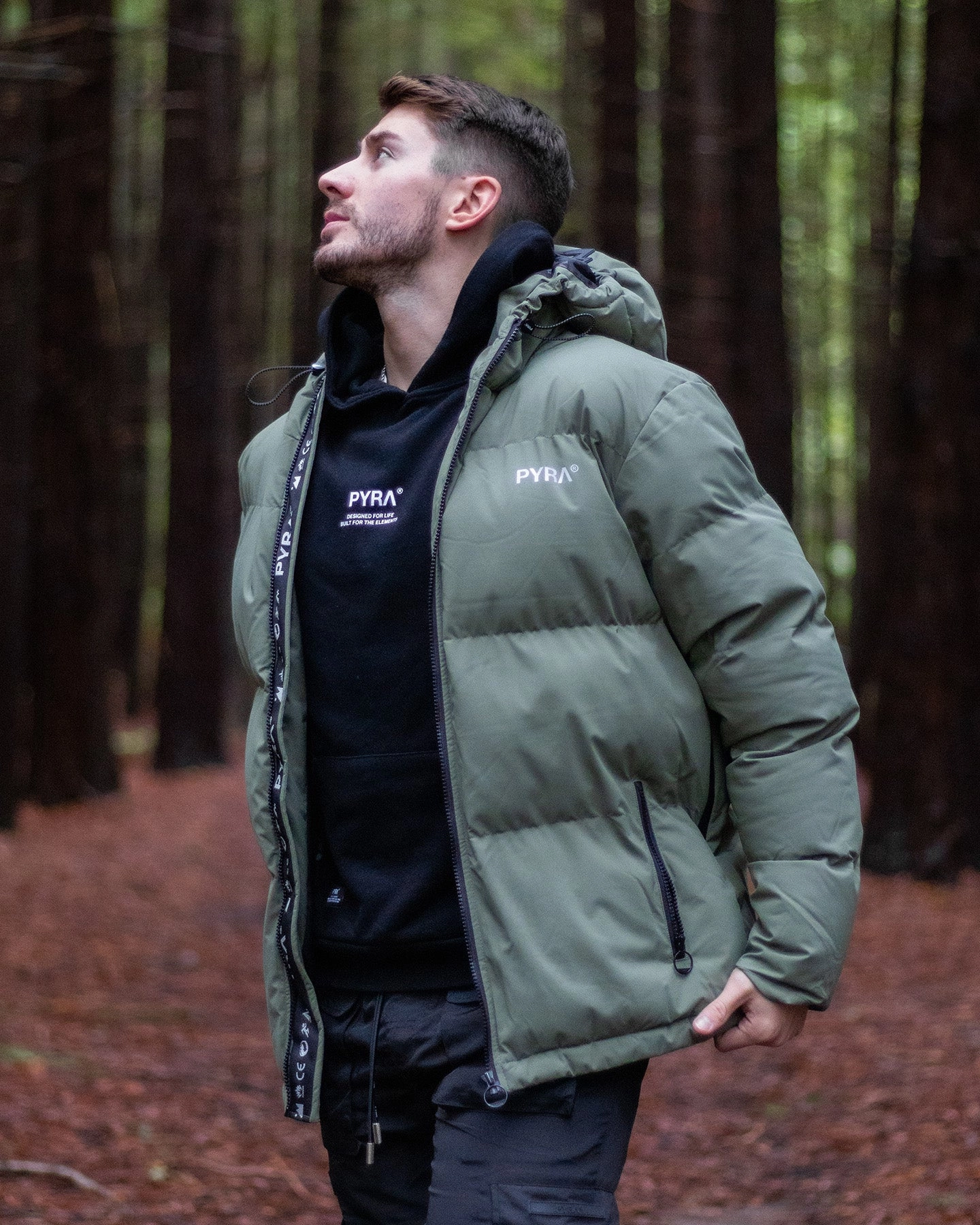 yoga enthusiasts PYRA Alpine Puffa Jacket Olive Green