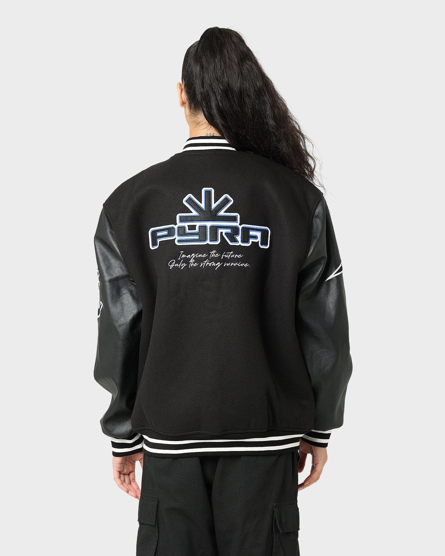 label Wilderness Pyra Imagine Varsity Jacket Black/Blue
